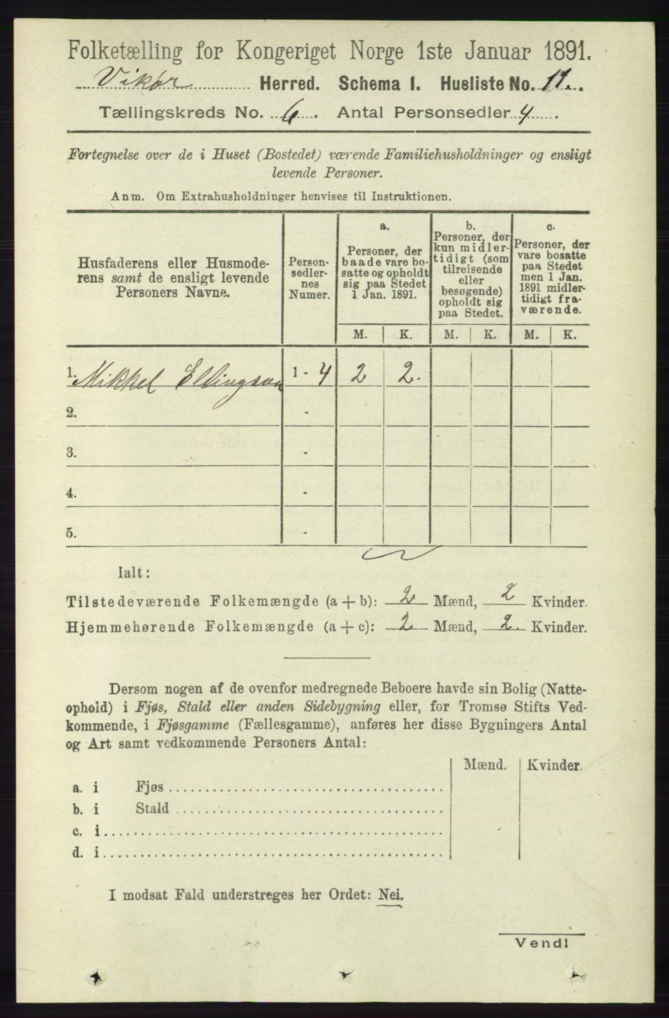 RA, 1891 census for 1238 Vikør, 1891, p. 1751