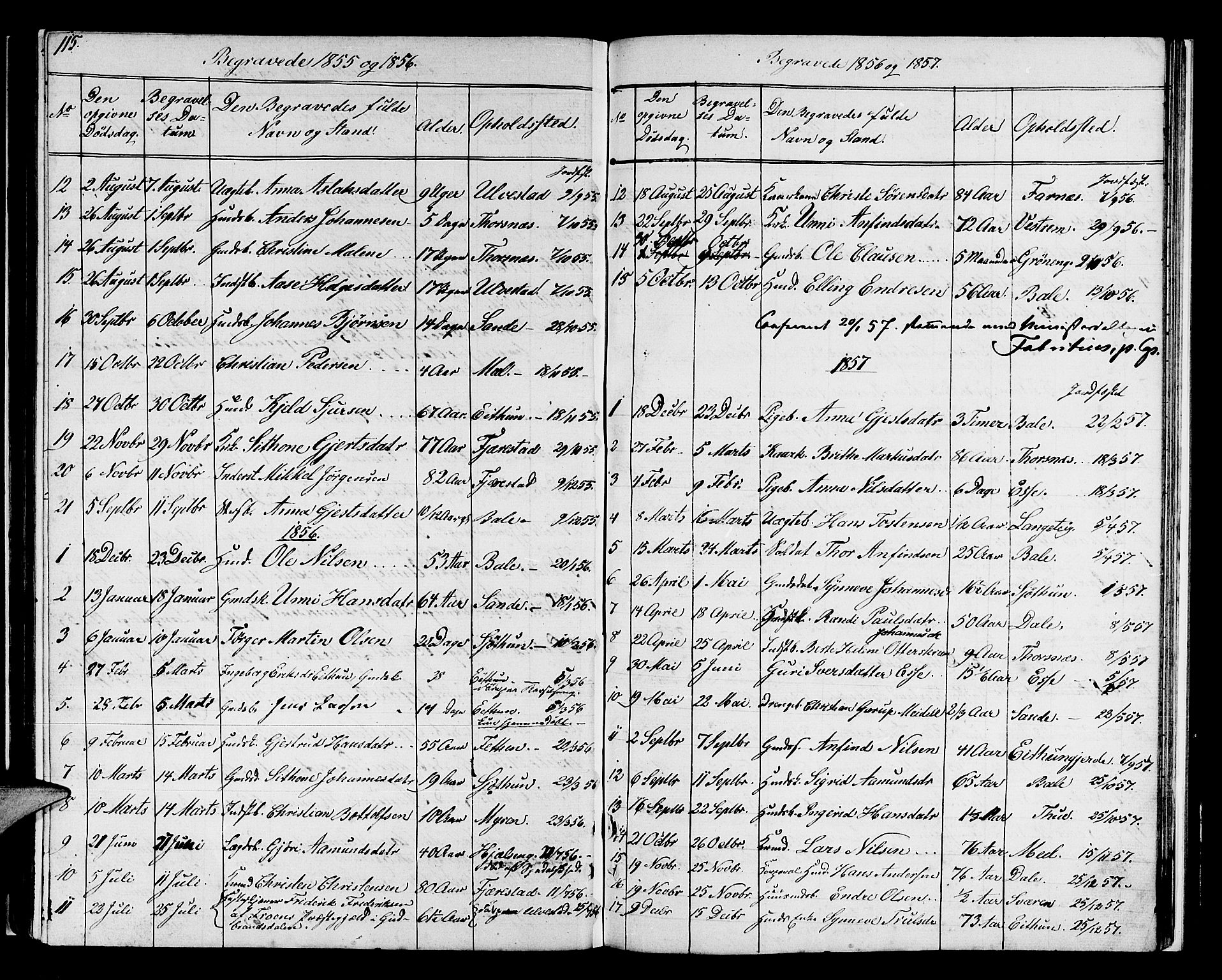 Balestrand sokneprestembete, SAB/A-79601/H/Hab/Haba/L0001: Parish register (copy) no. A 1, 1853-1880, p. 115