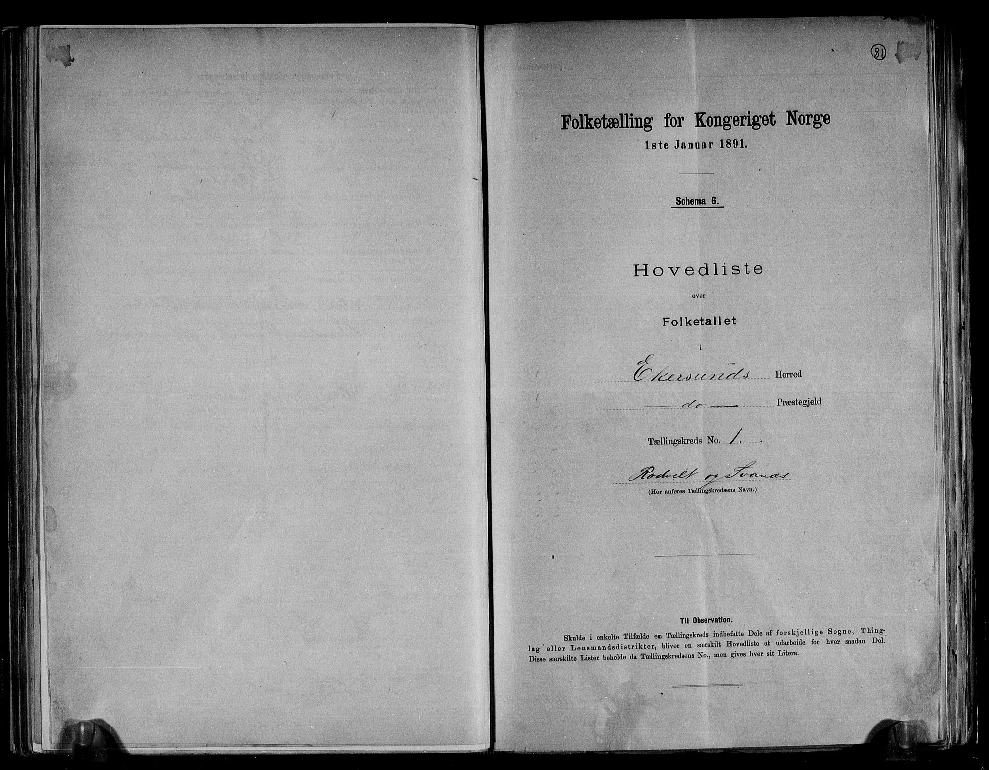 RA, 1891 census for 1116 Eigersund herred, 1891, p. 4