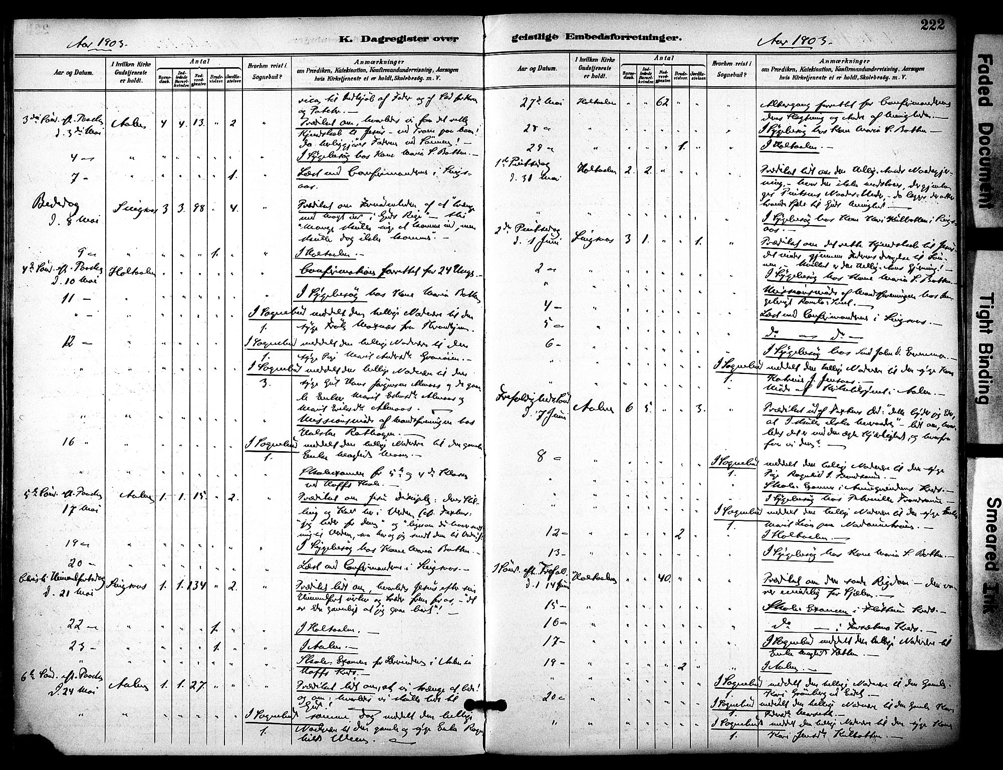 Ministerialprotokoller, klokkerbøker og fødselsregistre - Sør-Trøndelag, AV/SAT-A-1456/686/L0984: Parish register (official) no. 686A02, 1891-1906, p. 222