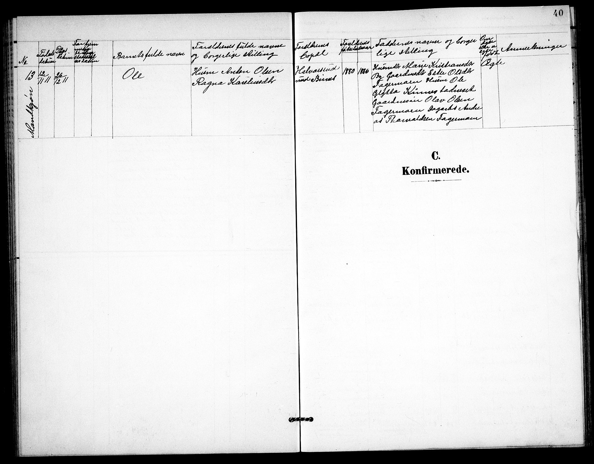 Høland prestekontor Kirkebøker, SAO/A-10346a/G/Gc/L0001: Parish register (copy) no. III 1, 1902-1911, p. 40