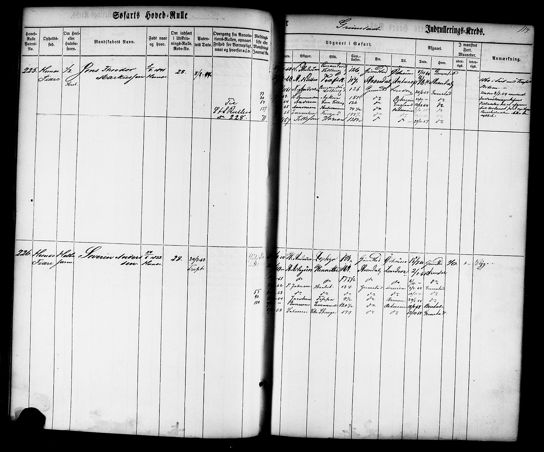 Grimstad mønstringskrets, AV/SAK-2031-0013/F/Fb/L0008: Hovedrulle nr 1-766, V-21, 1860-1869, p. 117