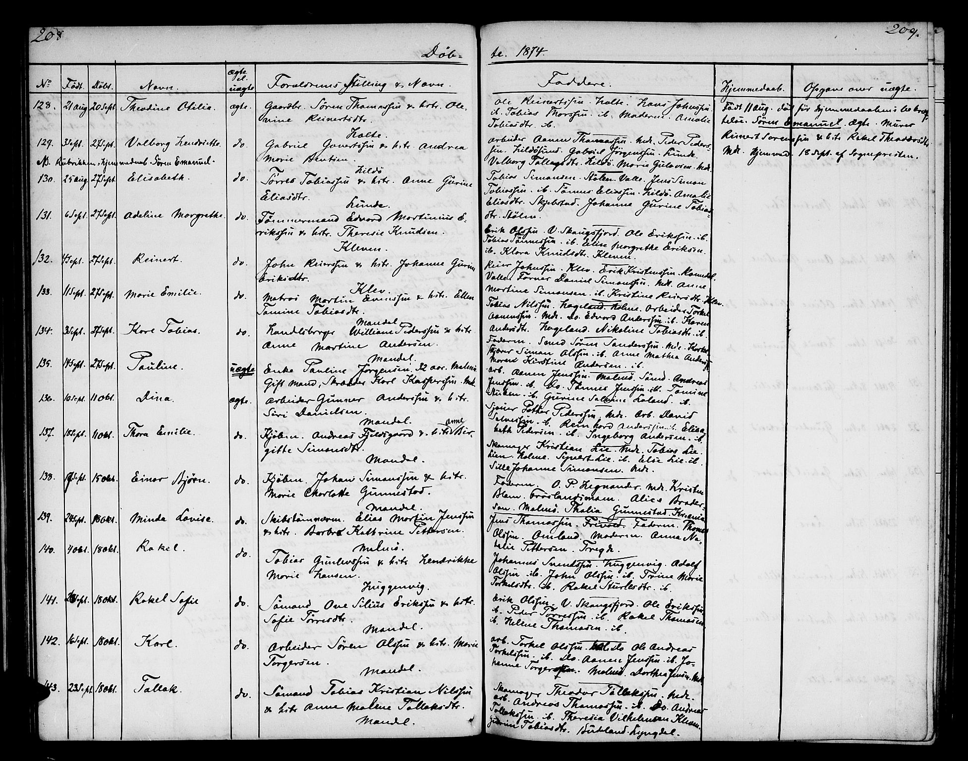 Mandal sokneprestkontor, AV/SAK-1111-0030/F/Fb/Fba/L0009: Parish register (copy) no. B 3, 1867-1877, p. 208-209