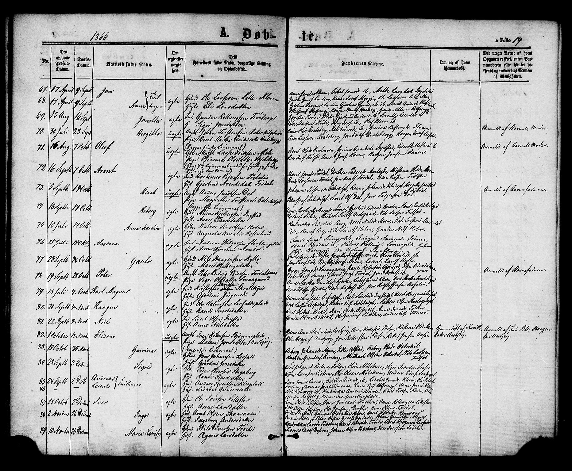 Ministerialprotokoller, klokkerbøker og fødselsregistre - Nord-Trøndelag, SAT/A-1458/703/L0029: Parish register (official) no. 703A02, 1863-1879, p. 19