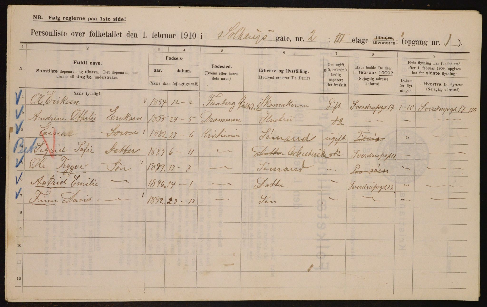 OBA, Municipal Census 1910 for Kristiania, 1910, p. 94728