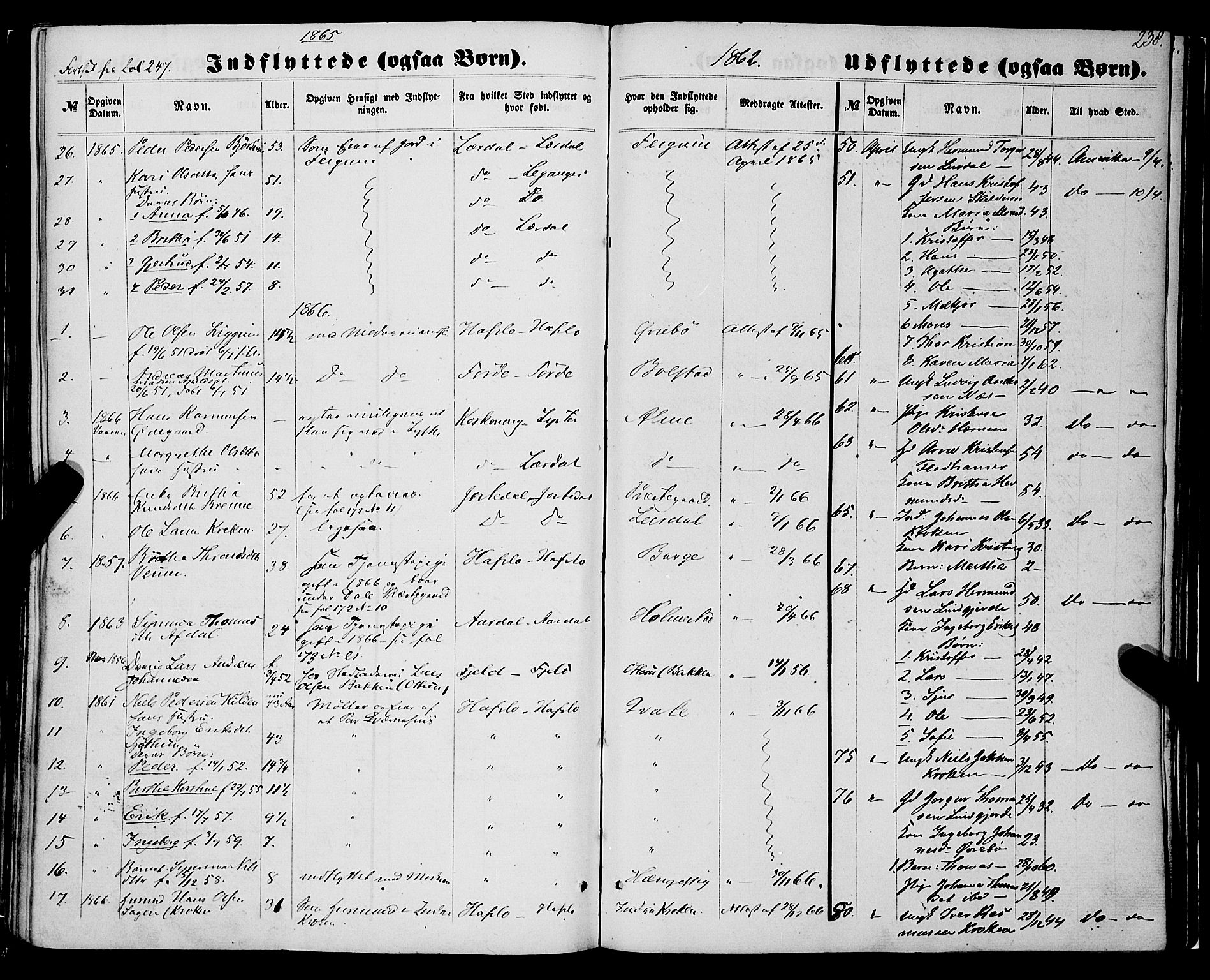 Luster sokneprestembete, SAB/A-81101/H/Haa/Haaa/L0008: Parish register (official) no. A 8, 1860-1870, p. 238