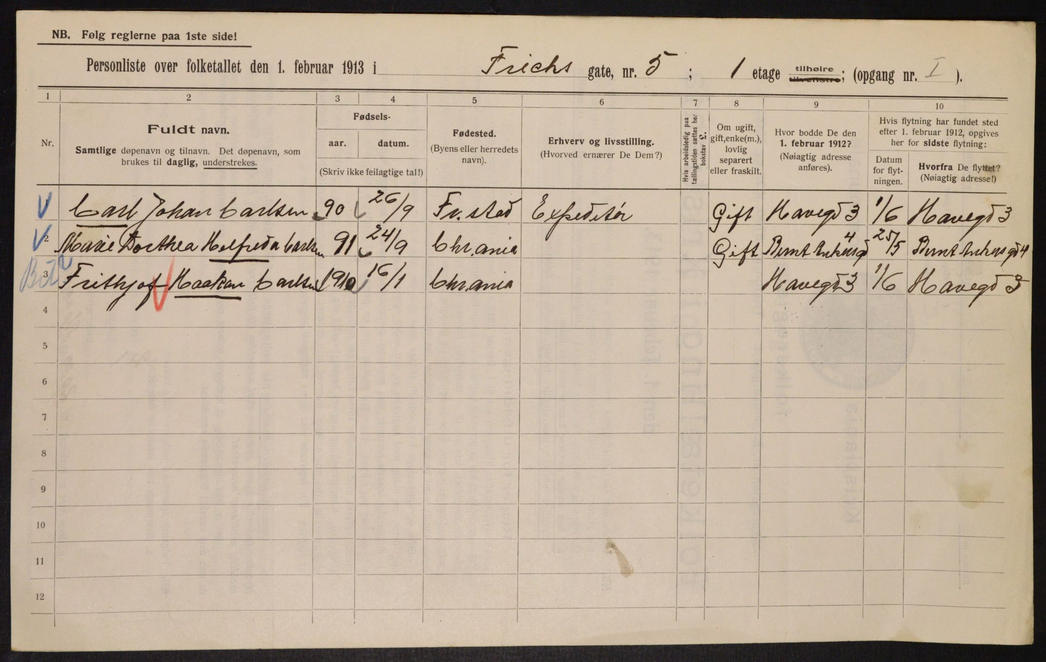 OBA, Municipal Census 1913 for Kristiania, 1913, p. 26982