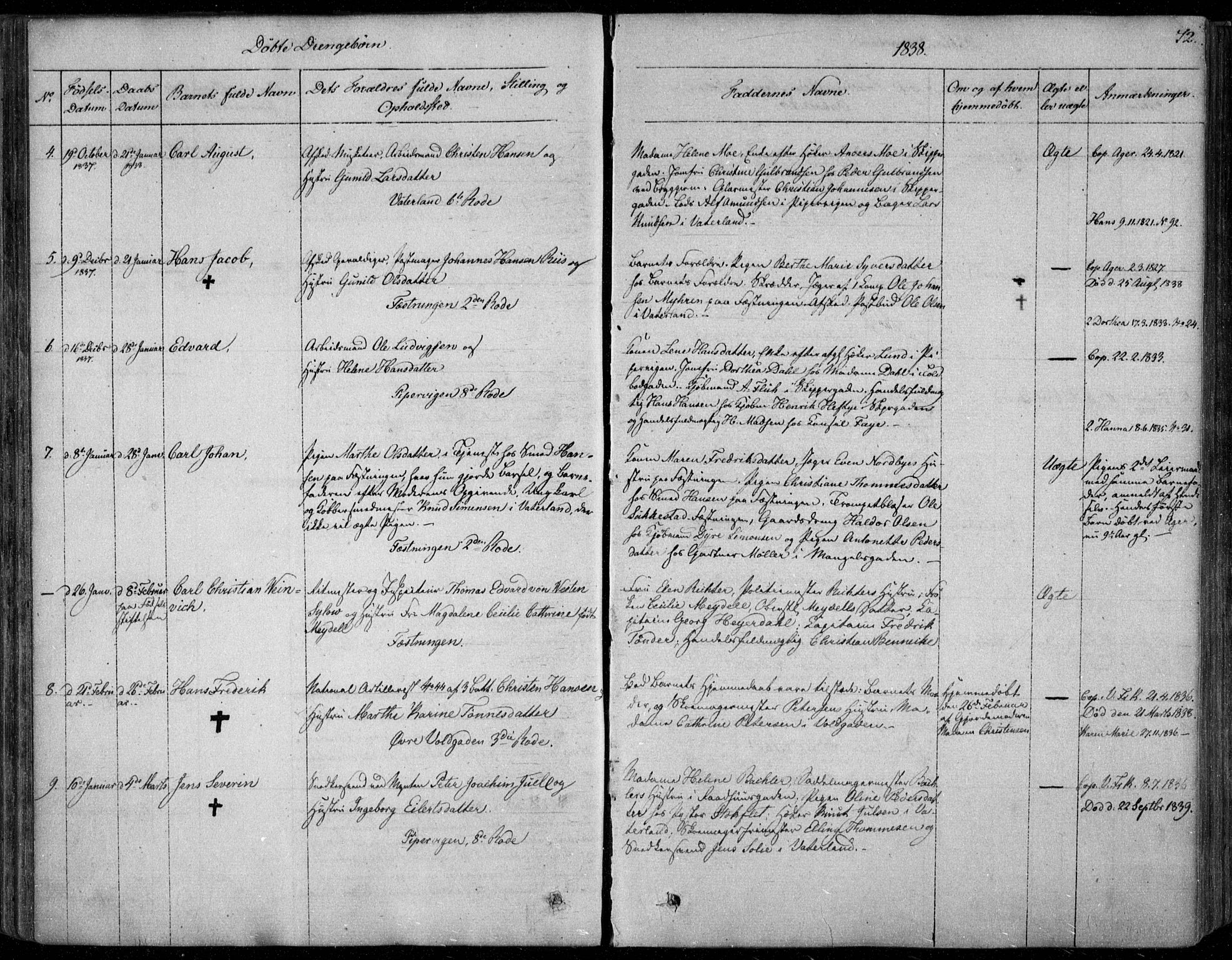 Garnisonsmenigheten Kirkebøker, SAO/A-10846/F/Fa/L0006: Parish register (official) no. 6, 1828-1841, p. 72