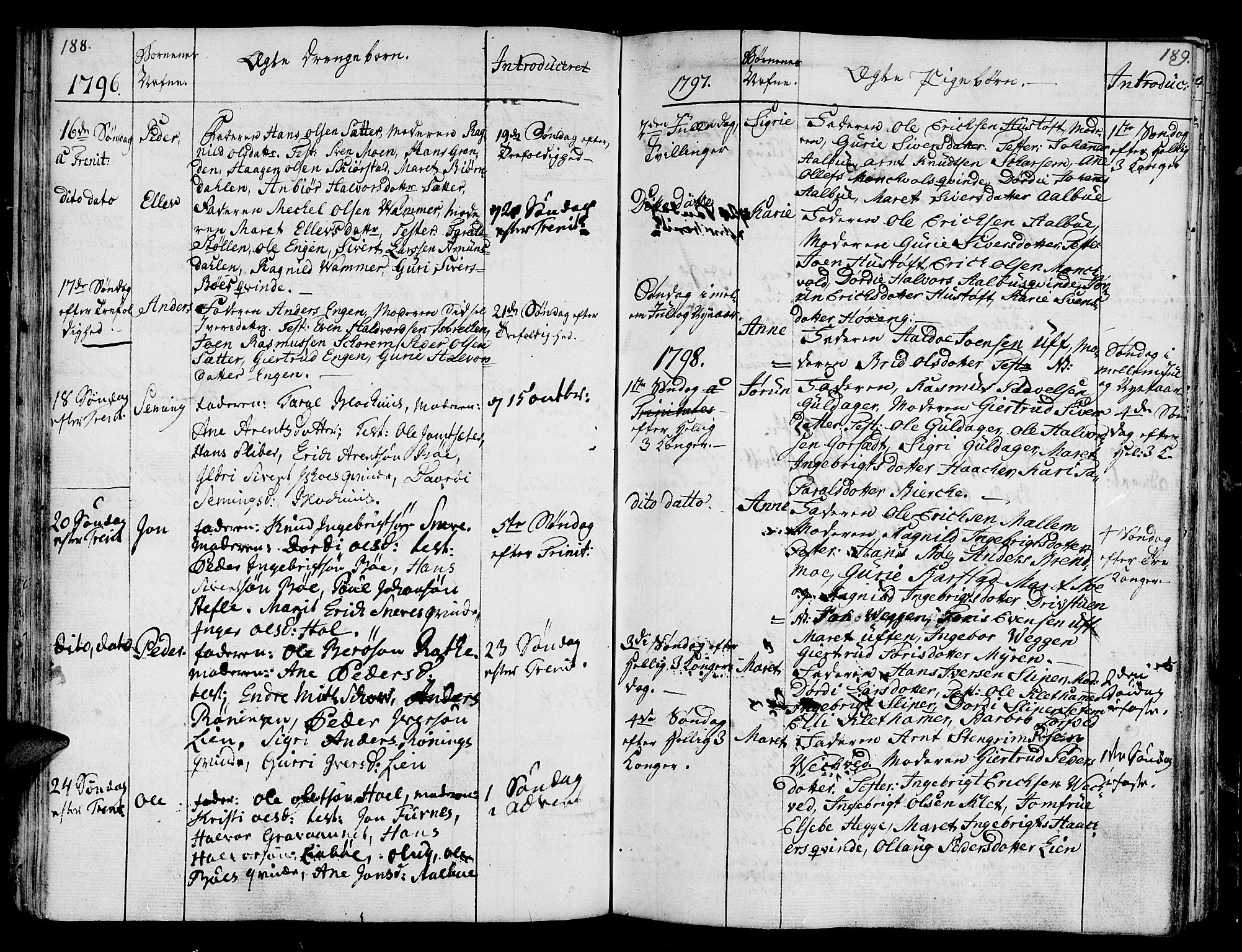 Ministerialprotokoller, klokkerbøker og fødselsregistre - Sør-Trøndelag, SAT/A-1456/678/L0893: Parish register (official) no. 678A03, 1792-1805, p. 188-189