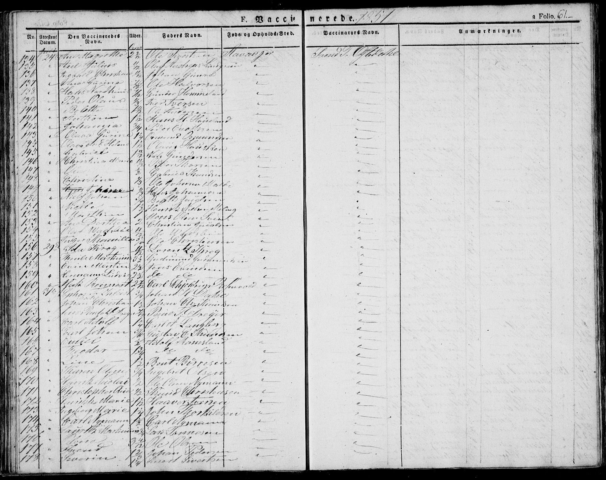 Domkirken sokneprestkontor, AV/SAST-A-101812/001/30/30BA/L0010: Parish register (official) no. A 10, 1821-1859, p. 61