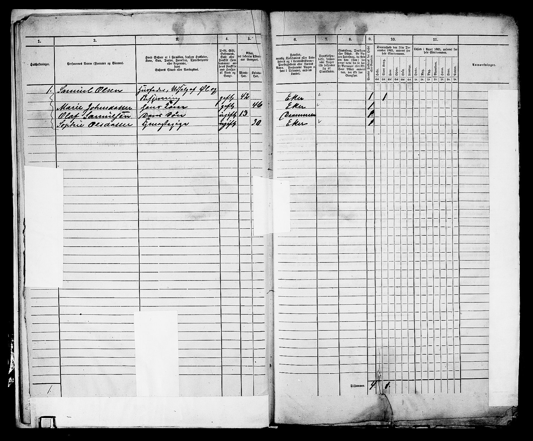 RA, 1865 census for Bragernes in Drammen, 1865, p. 18