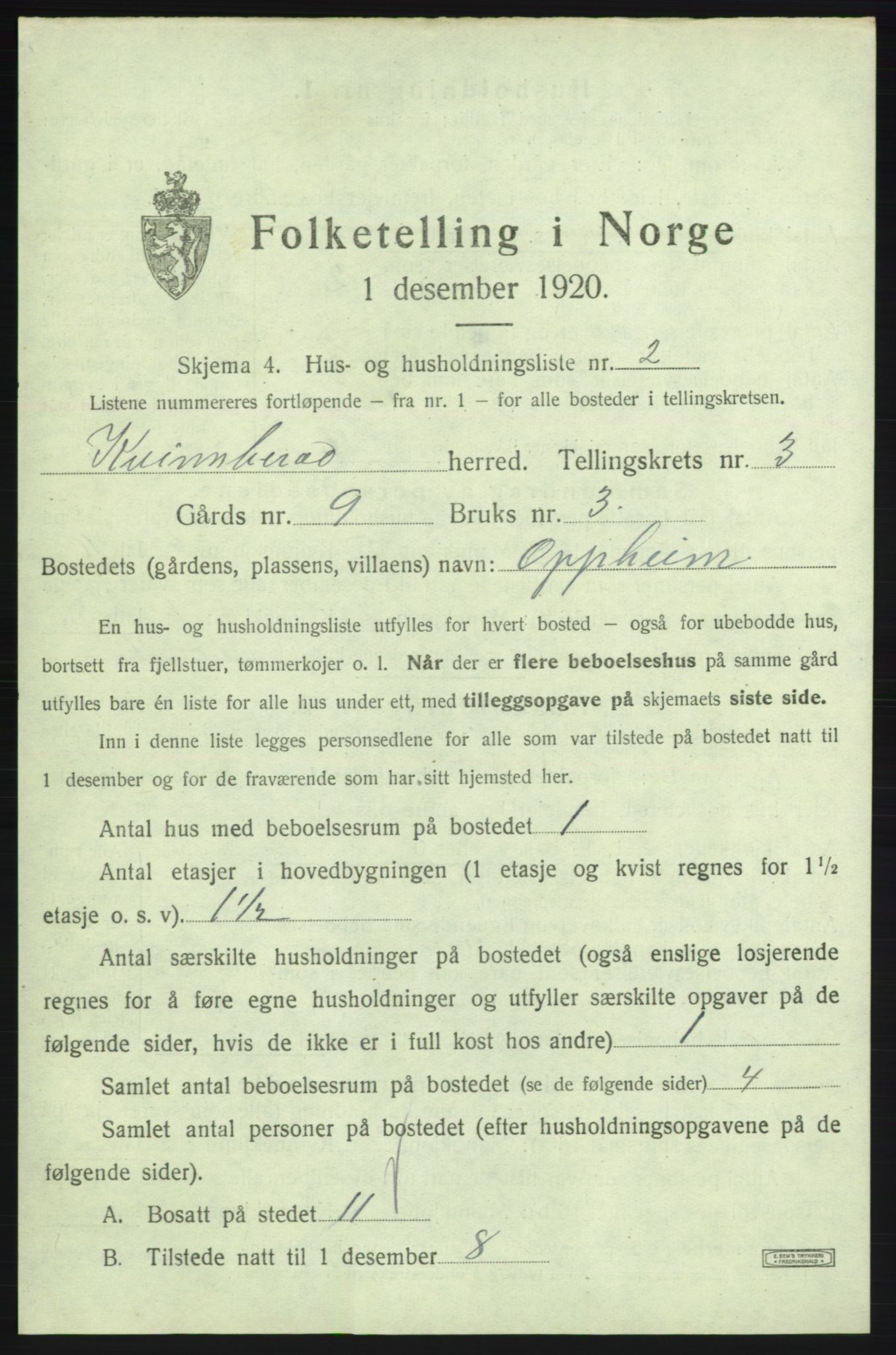 SAB, 1920 census for Kvinnherad, 1920, p. 324