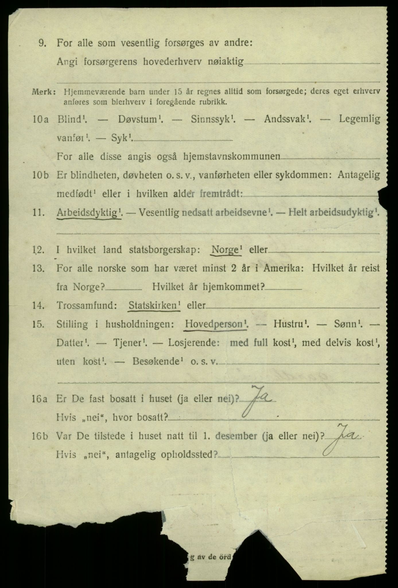 SAB, 1920 census for Granvin, 1920, p. 1543