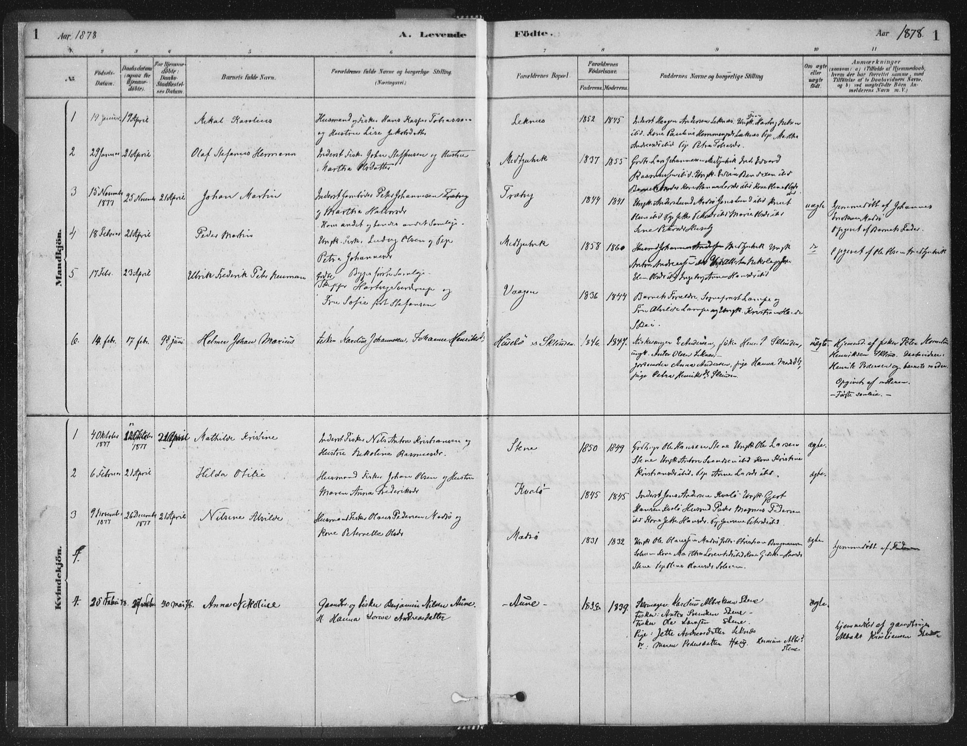Ministerialprotokoller, klokkerbøker og fødselsregistre - Nord-Trøndelag, SAT/A-1458/788/L0697: Parish register (official) no. 788A04, 1878-1902, p. 1