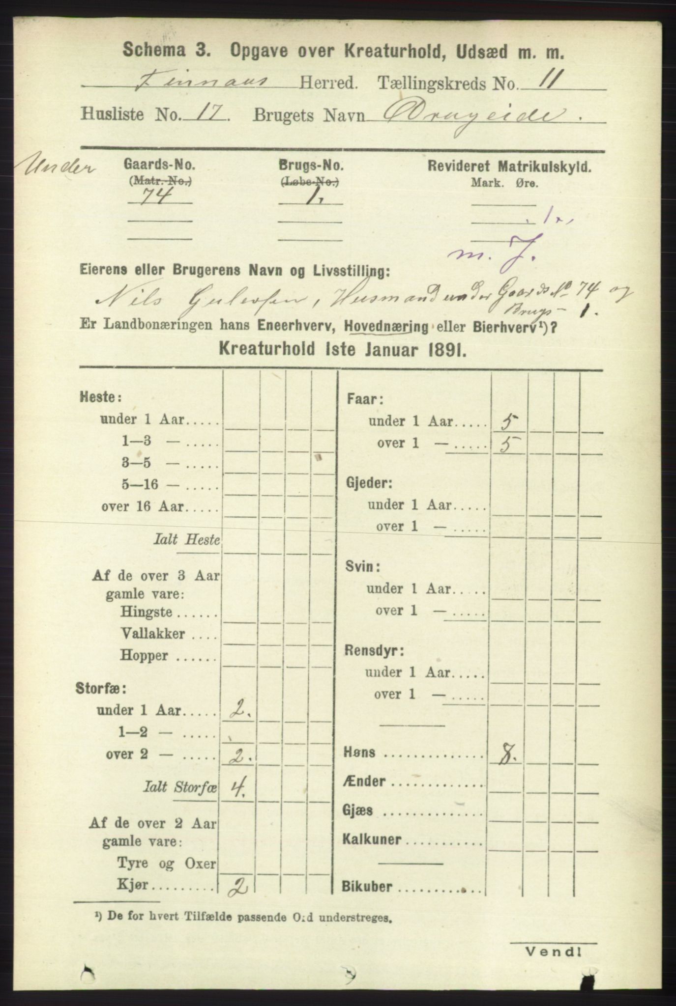 RA, 1891 census for 1218 Finnås, 1891, p. 7403