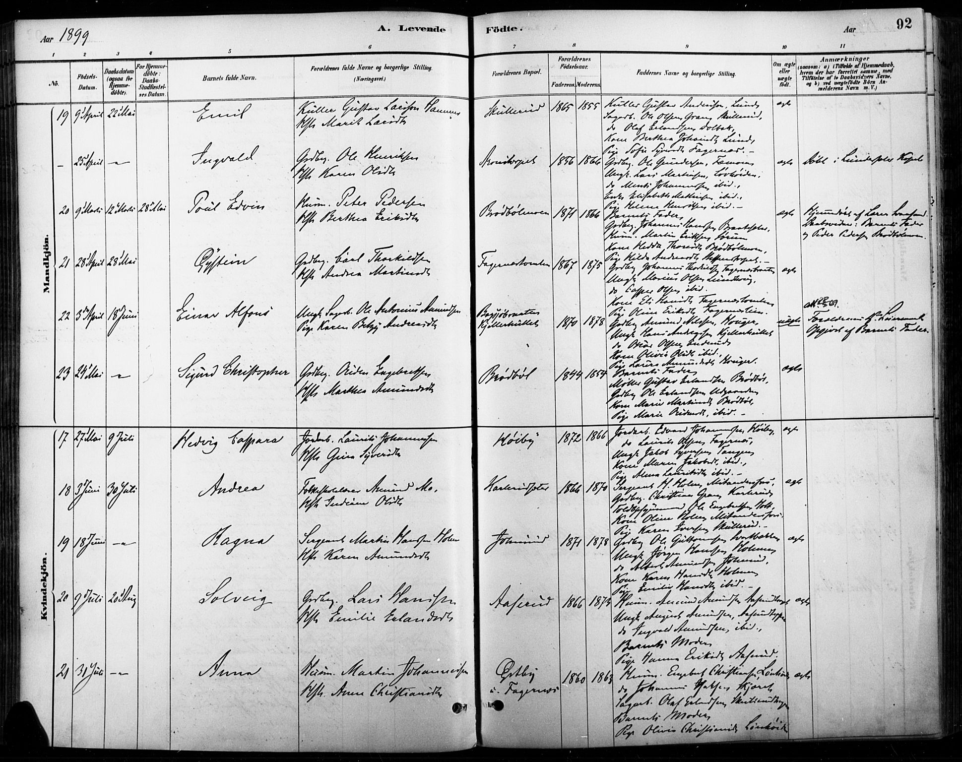 Vinger prestekontor, AV/SAH-PREST-024/H/Ha/Haa/L0015: Parish register (official) no. 15, 1881-1900, p. 92