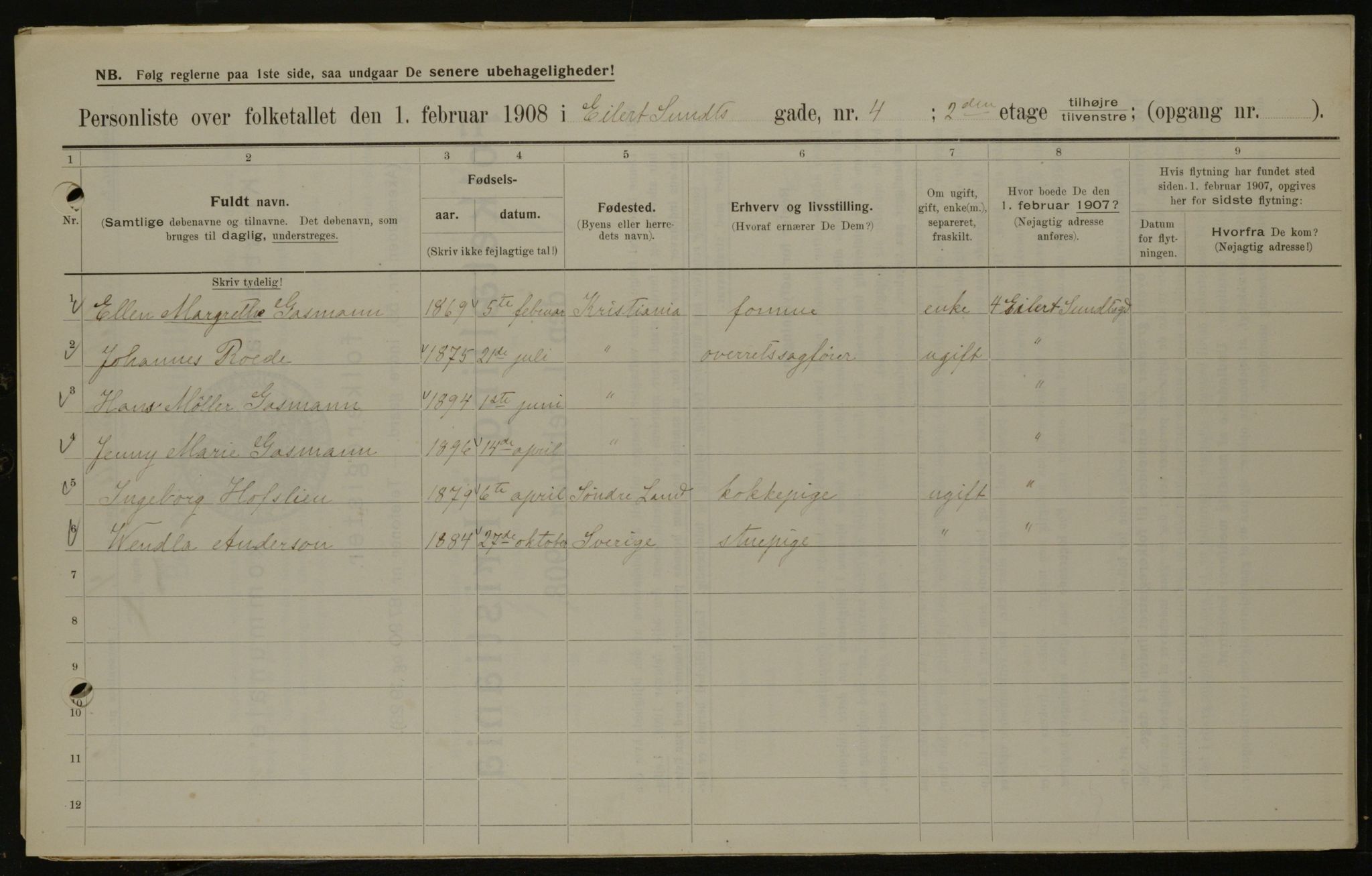 OBA, Municipal Census 1908 for Kristiania, 1908, p. 17352