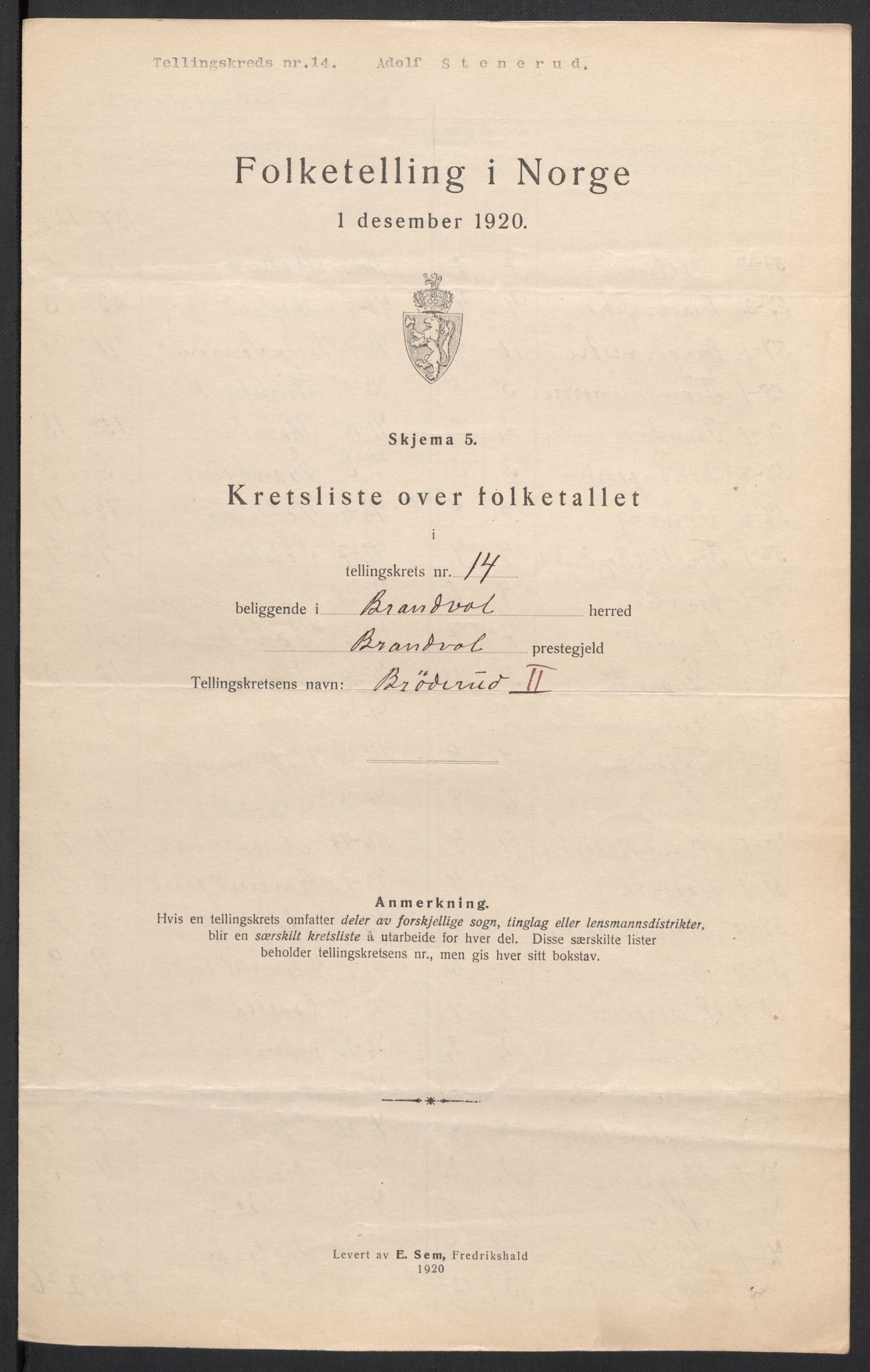 SAH, 1920 census for Brandval, 1920, p. 47