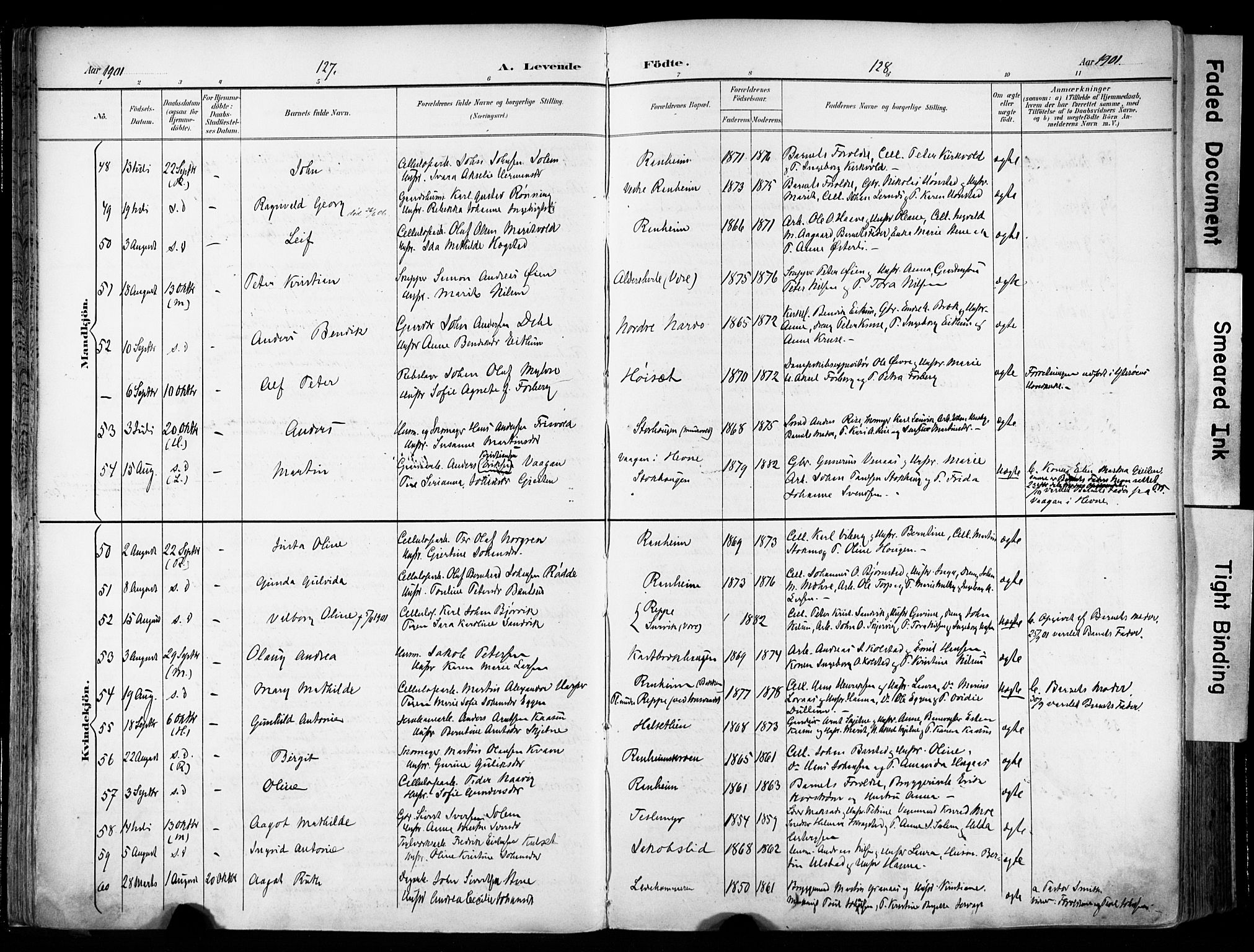 Ministerialprotokoller, klokkerbøker og fødselsregistre - Sør-Trøndelag, AV/SAT-A-1456/606/L0301: Parish register (official) no. 606A16, 1894-1907, p. 127-128