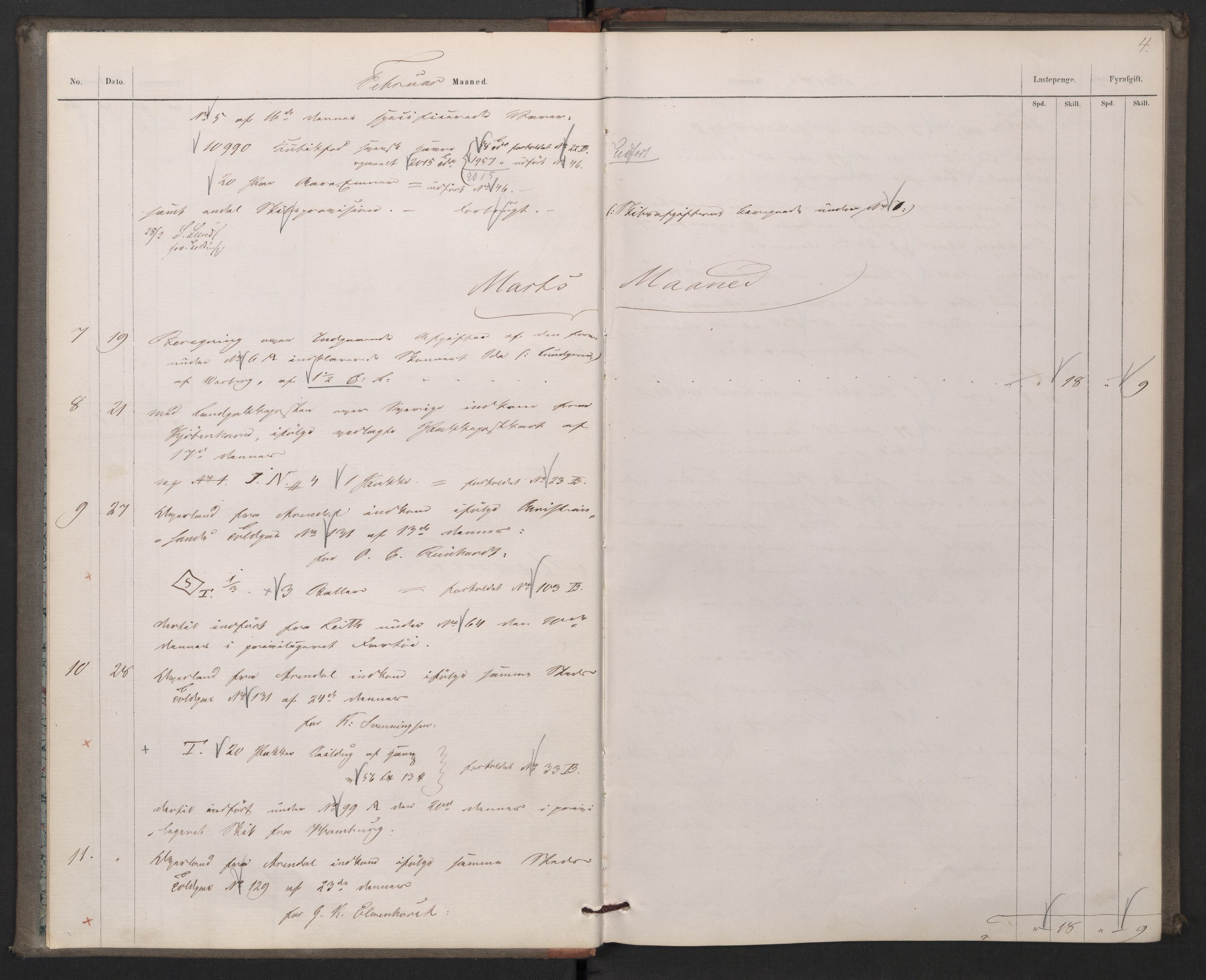 Revisjonsdepartementet, 2. revisjonskontor, AV/RA-S-1115/E/E036/L0219: Tvedestrand: Inngående tollbok (A), 1866