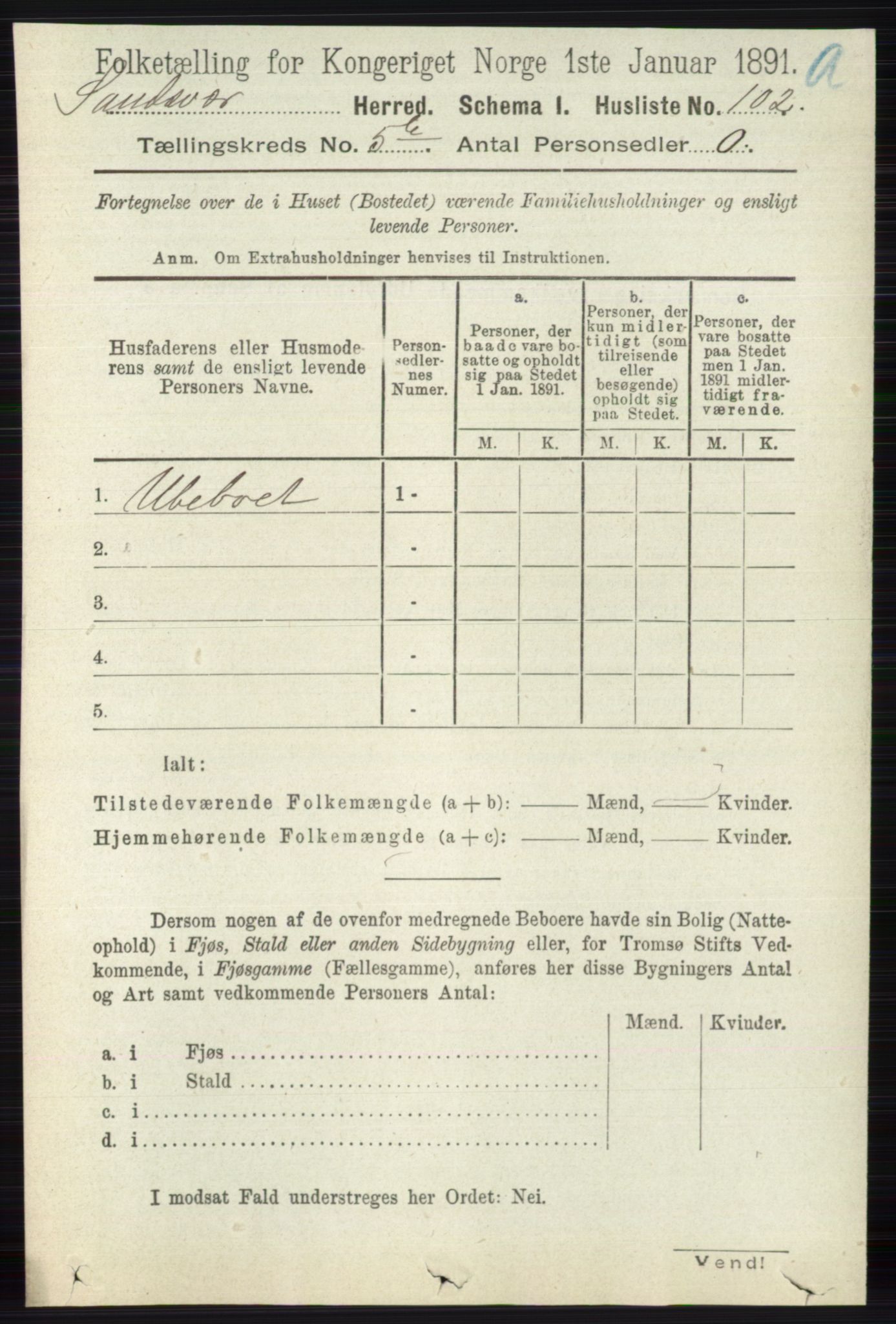 RA, 1891 census for 0629 Sandsvær, 1891, p. 2781