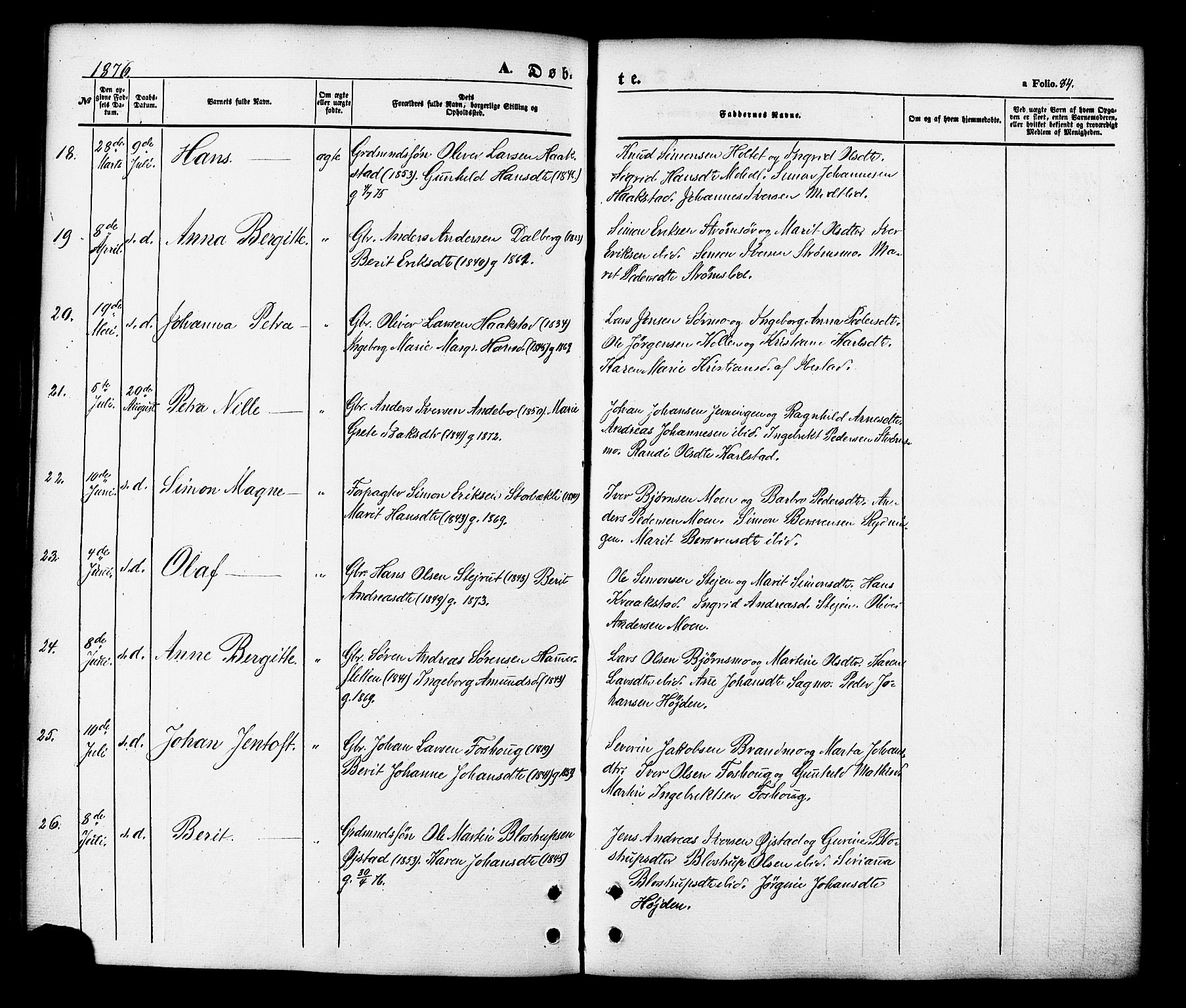 Målselv sokneprestembete, AV/SATØ-S-1311/G/Ga/Gaa/L0008kirke: Parish register (official) no. 8, 1851-1877, p. 84