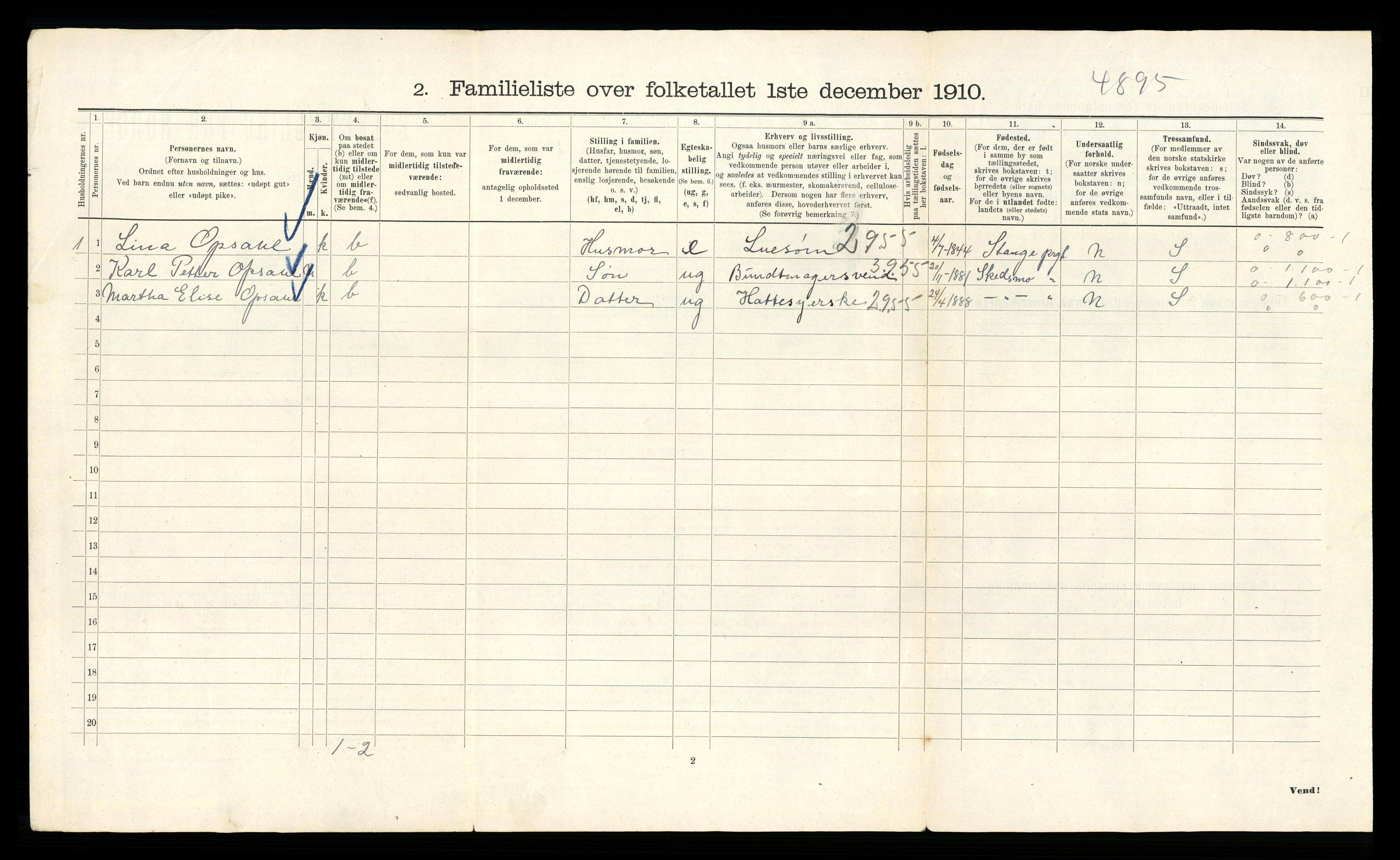 RA, 1910 census for Kristiania, 1910, p. 81700