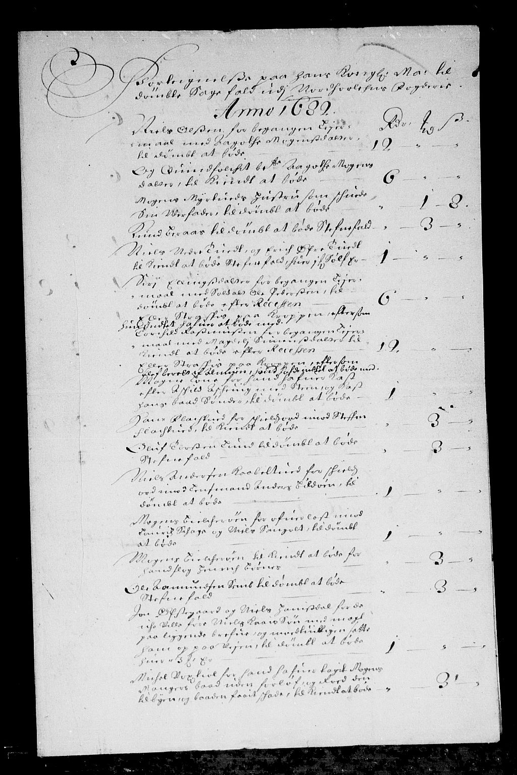 Rentekammeret inntil 1814, Reviderte regnskaper, Stiftamtstueregnskaper, Bergen stiftamt, AV/RA-EA-6043/R/Rc/L0062: Bergen stiftamt, 1682