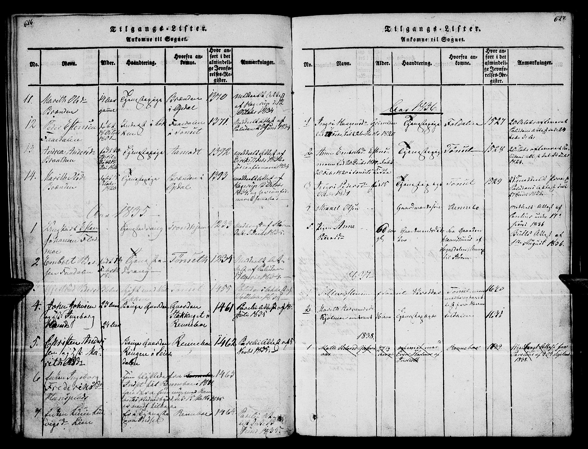Kvikne prestekontor, SAH/PREST-064/H/Ha/Haa/L0004: Parish register (official) no. 4, 1815-1840, p. 626-627