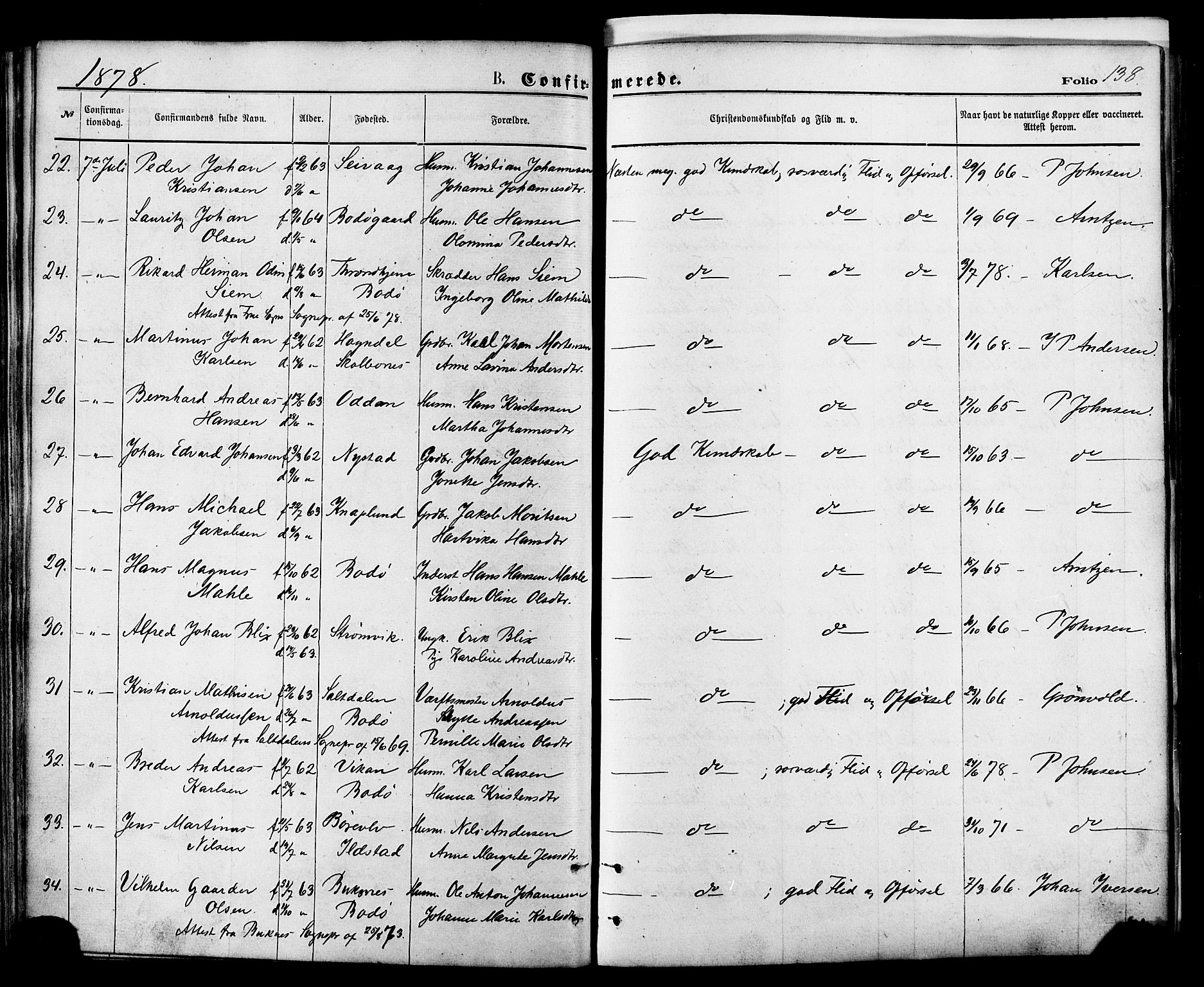 Ministerialprotokoller, klokkerbøker og fødselsregistre - Nordland, SAT/A-1459/801/L0009: Parish register (official) no. 801A09, 1876-1883, p. 138