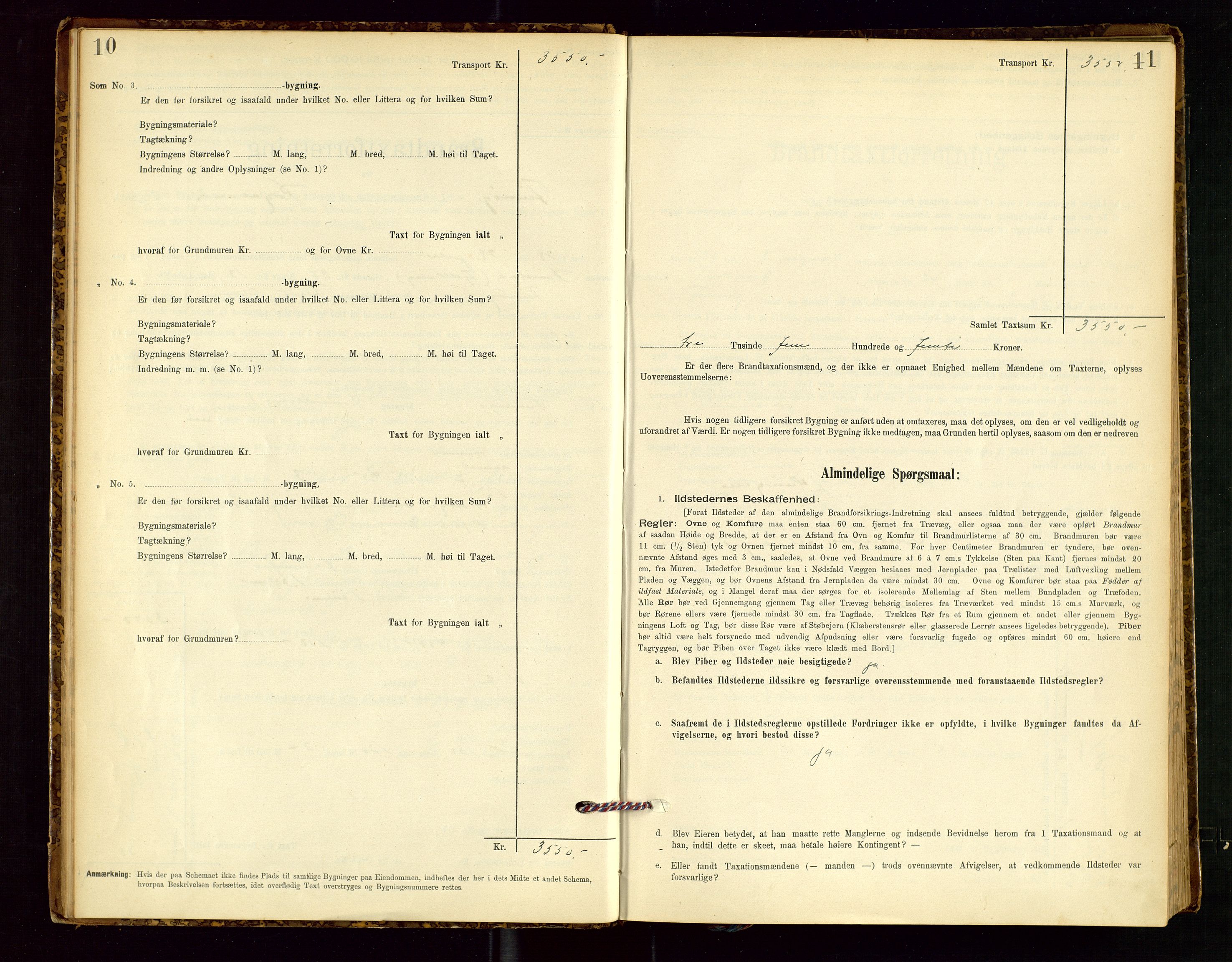 Finnøy lensmannskontor, SAST/A-100442/Goa/L0003: Branntakstprotokoll - skjemaprotokoll, 1896-1954, p. 10-11