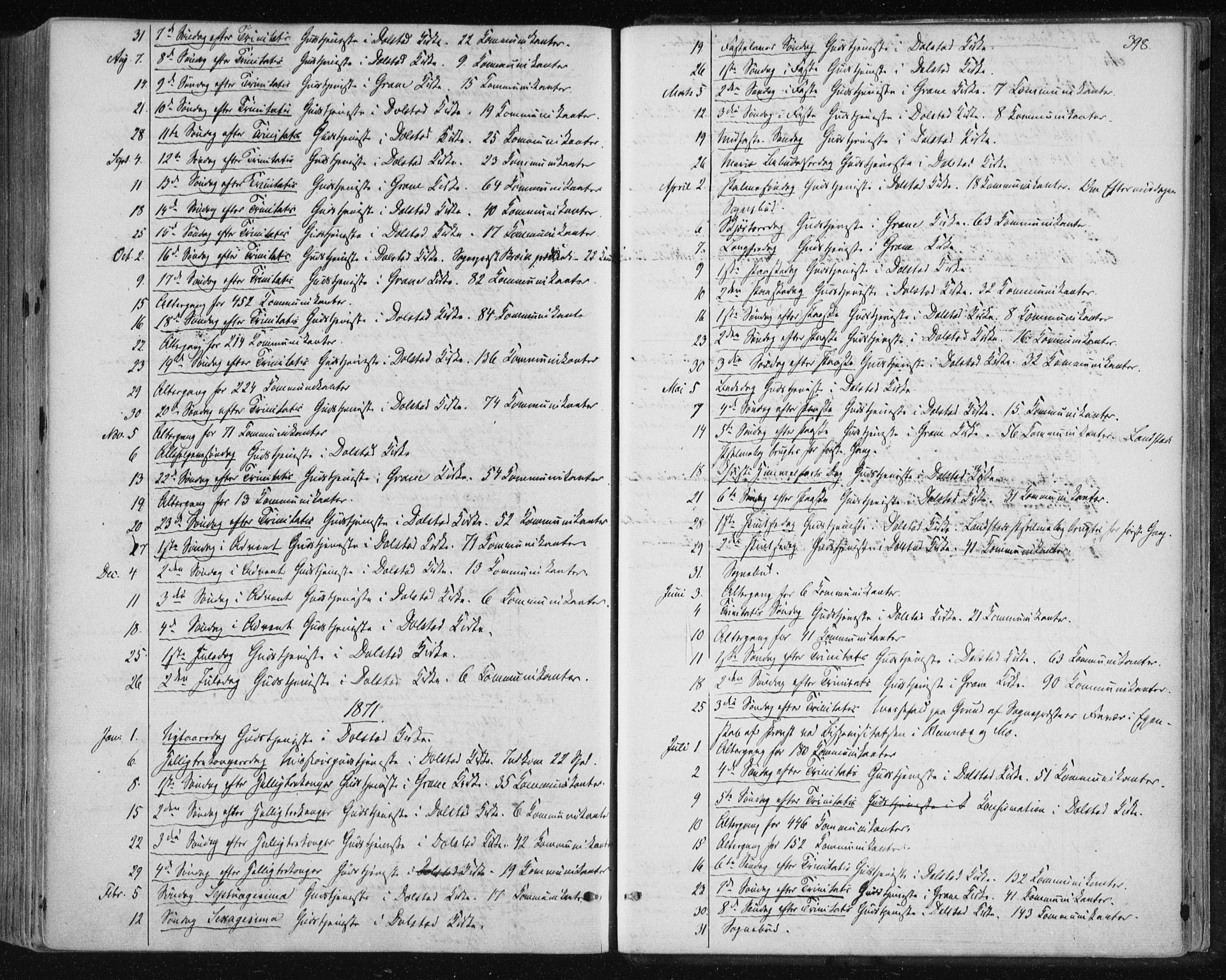 Ministerialprotokoller, klokkerbøker og fødselsregistre - Nordland, SAT/A-1459/820/L0294: Parish register (official) no. 820A15, 1866-1879, p. 398