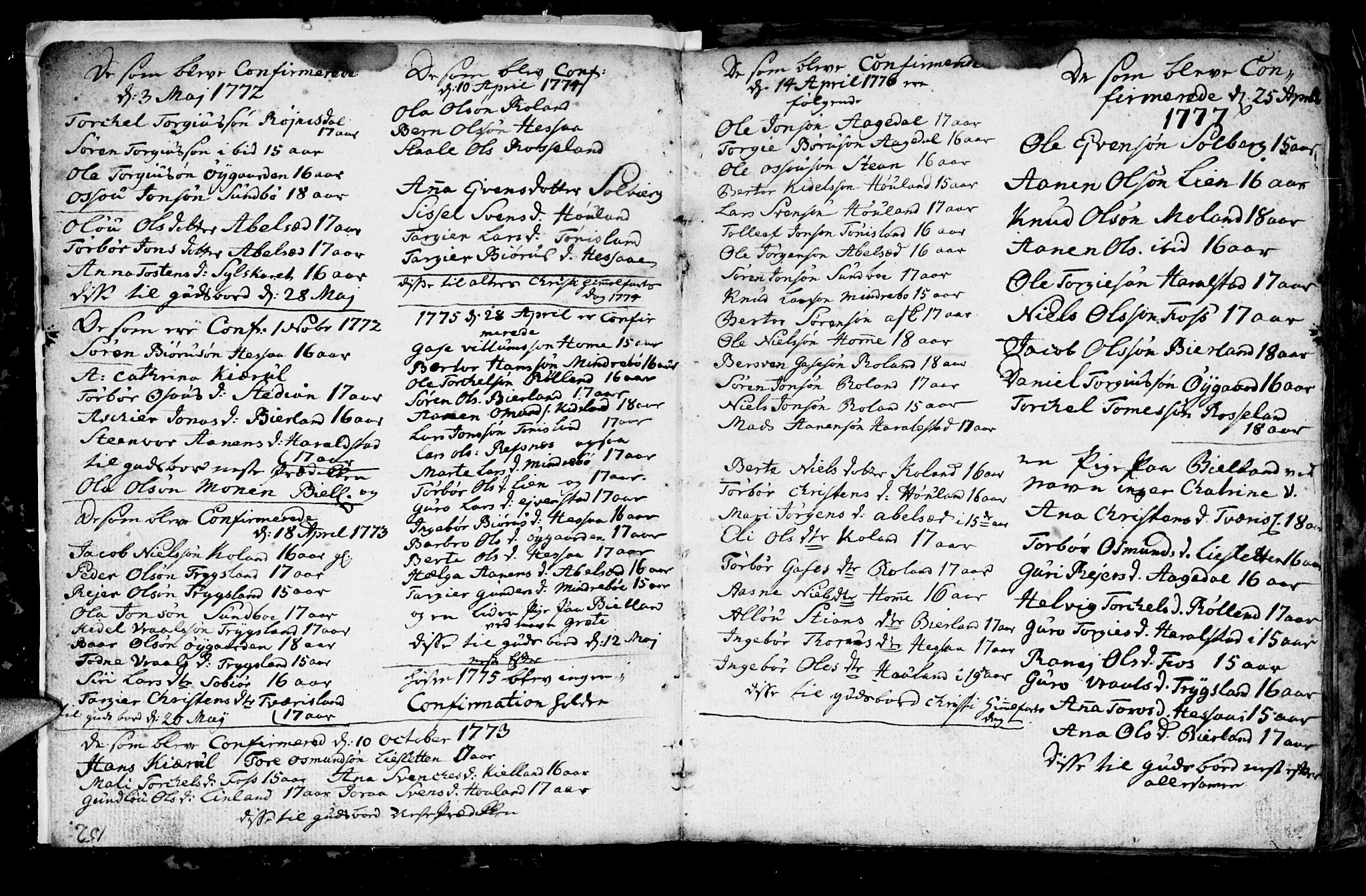 Bjelland sokneprestkontor, SAK/1111-0005/F/Fb/Fba/L0002: Parish register (copy) no. B 2, 1753-1792, p. 152