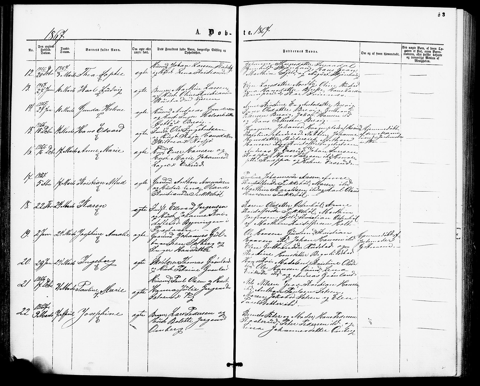 Enebakk prestekontor Kirkebøker, AV/SAO-A-10171c/F/Fa/L0011: Parish register (official) no. I 11, 1862-1882, p. 53