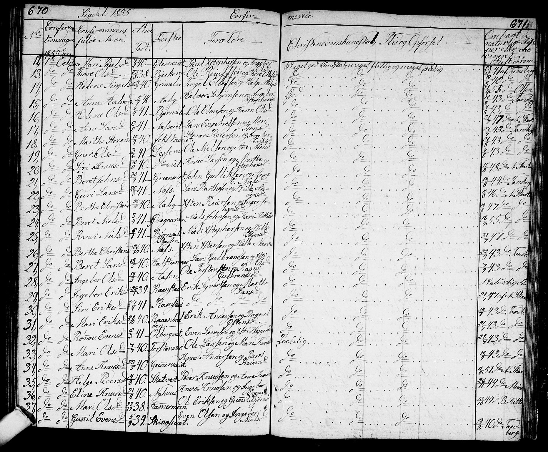 Sigdal kirkebøker, AV/SAKO-A-245/G/Ga/L0002: Parish register (copy) no. I 2, 1835-1856, p. 670-671