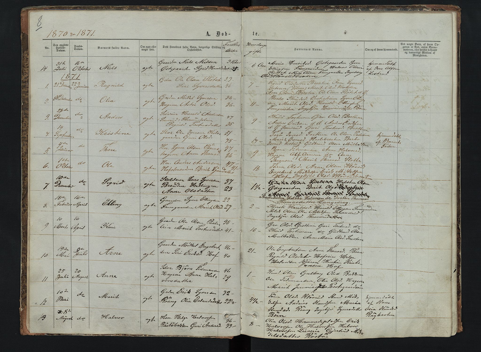 Sør-Aurdal prestekontor, AV/SAH-PREST-128/H/Ha/Hab/L0006: Parish register (copy) no. 6, 1866-1893, p. 8