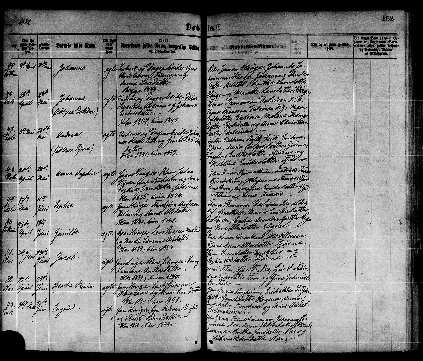 Luster sokneprestembete, AV/SAB-A-81101/H/Haa/Haaa/L0010: Parish register (official) no. A 10, 1871-1886, p. 153