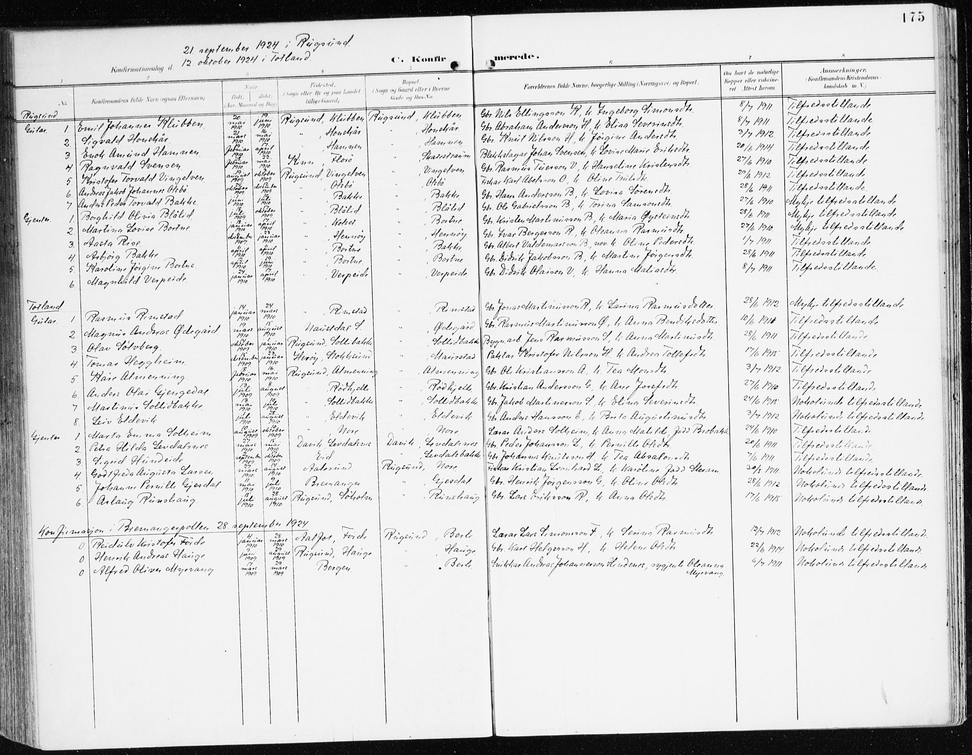 Davik sokneprestembete, AV/SAB-A-79701/H/Haa/Haad/L0002: Parish register (official) no. D 2, 1901-1930, p. 175