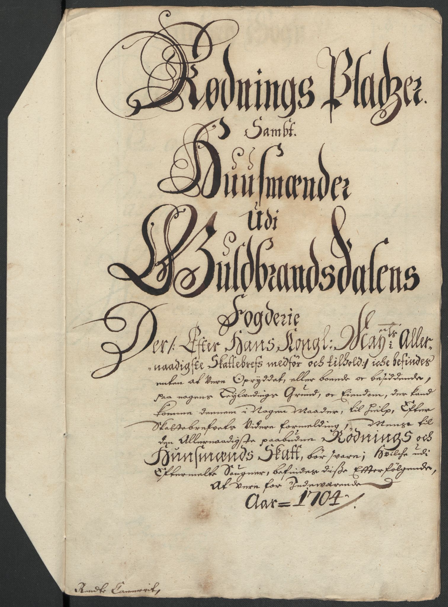 Rentekammeret inntil 1814, Reviderte regnskaper, Fogderegnskap, RA/EA-4092/R17/L1177: Fogderegnskap Gudbrandsdal, 1704, p. 39
