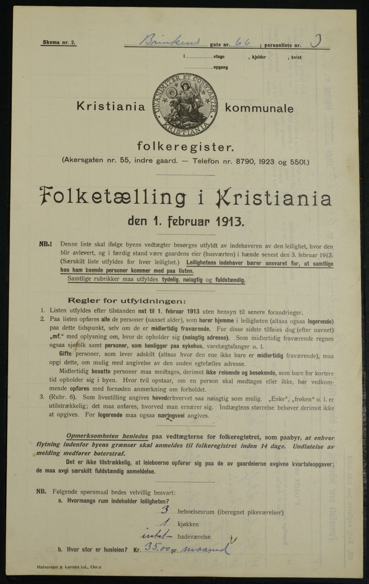 OBA, Municipal Census 1913 for Kristiania, 1913, p. 9066