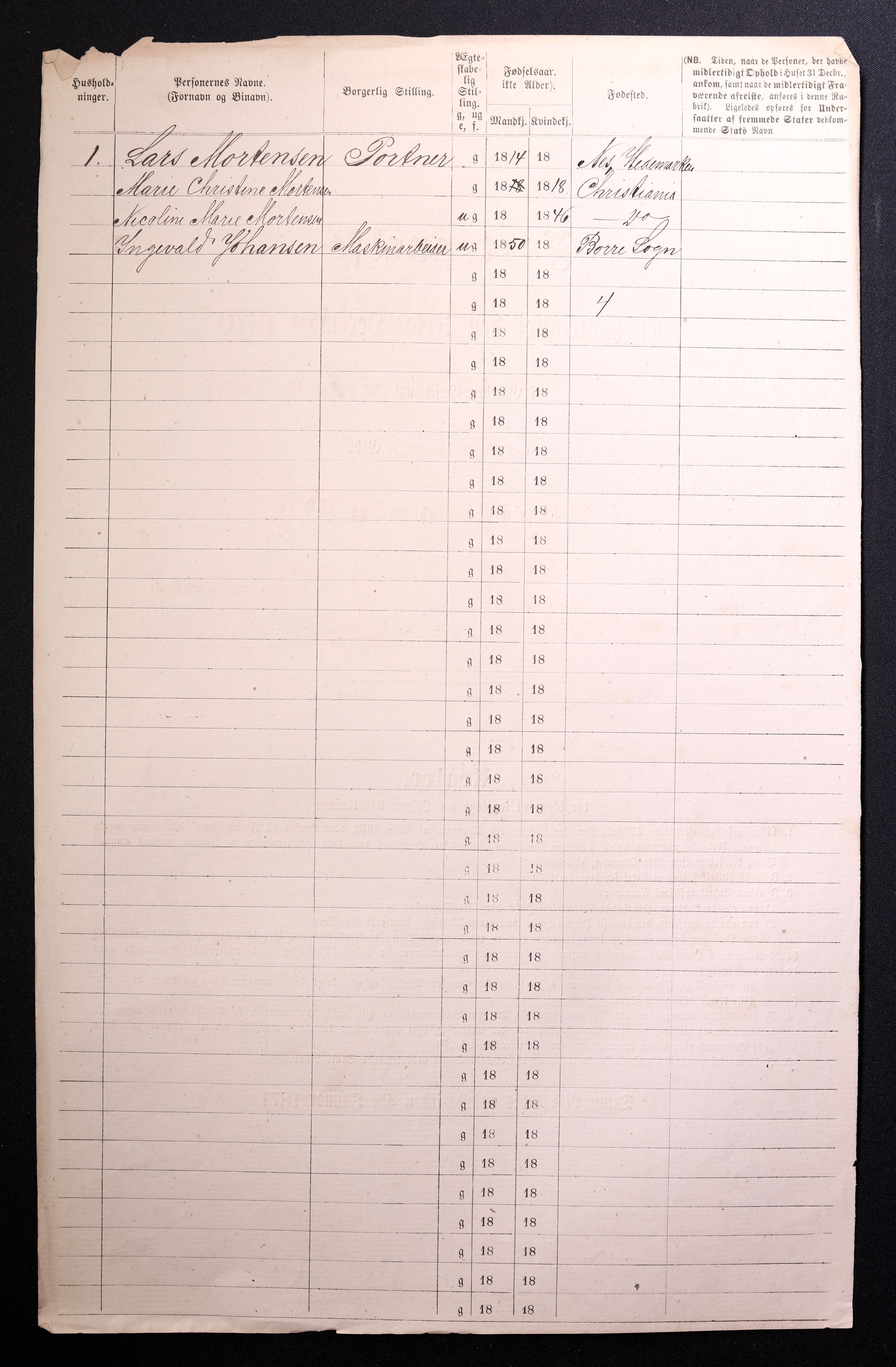 RA, 1870 census for 0301 Kristiania, 1870, p. 1314