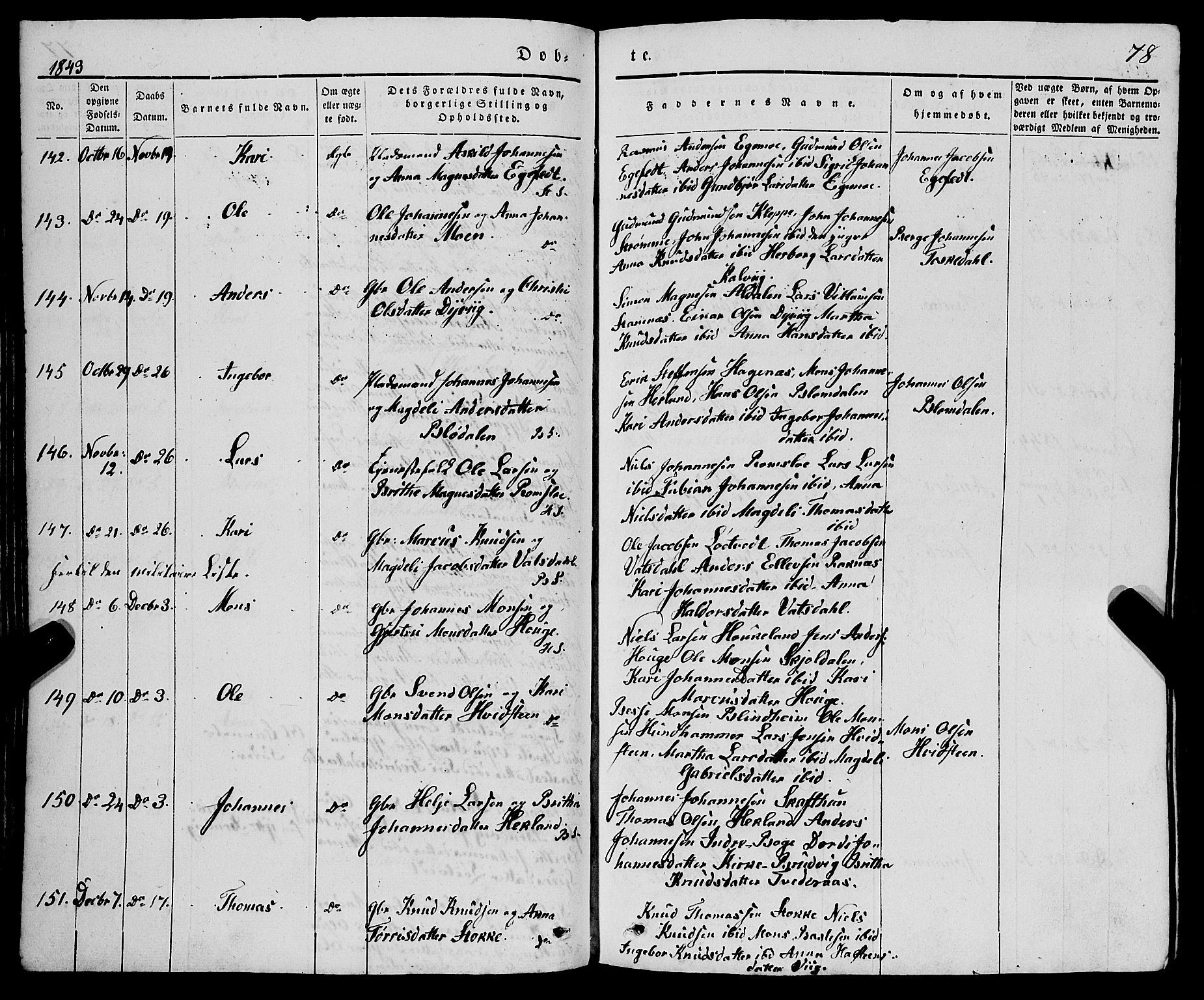 Haus sokneprestembete, AV/SAB-A-75601/H/Haa: Parish register (official) no. A 15, 1838-1847, p. 78