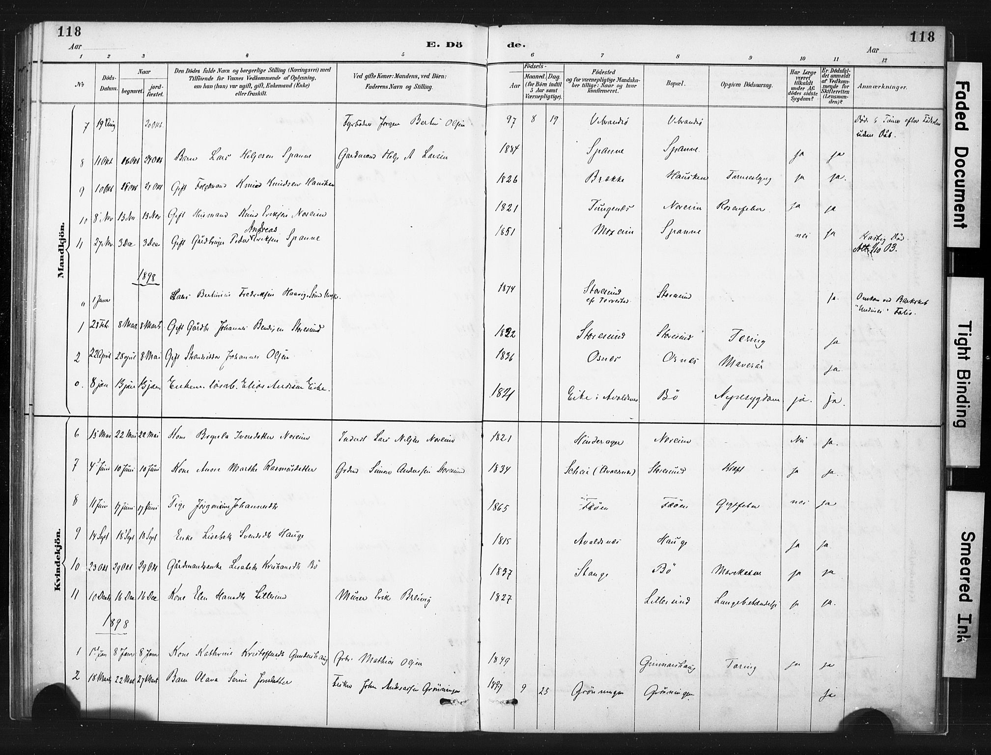 Torvastad sokneprestkontor, AV/SAST-A -101857/H/Ha/Haa/L0015: Parish register (official) no. A 14, 1888-1899, p. 118