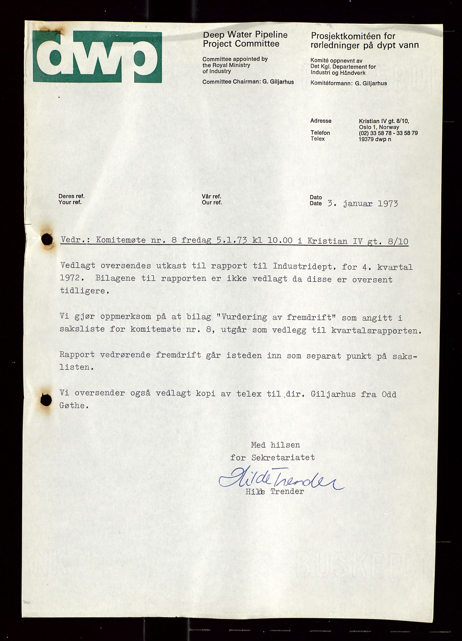 Industridepartementet, Oljekontoret, AV/SAST-A-101348/Di/L0004: DWP, møter, komite`møter, 761 forskning/teknologi, 1972-1975, p. 255