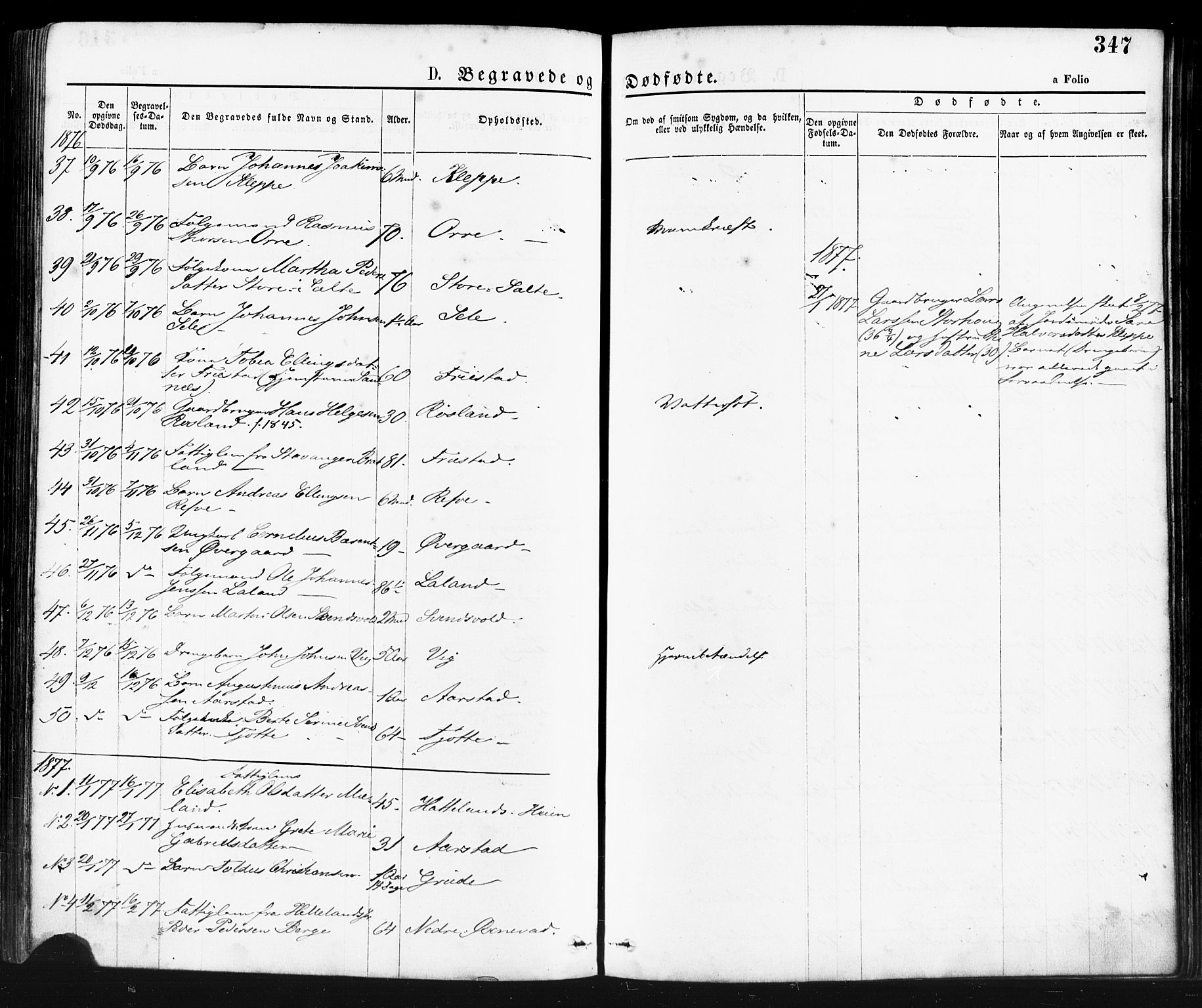 Klepp sokneprestkontor, SAST/A-101803/001/3/30BA/L0006: Parish register (official) no. A 6, 1871-1885, p. 347