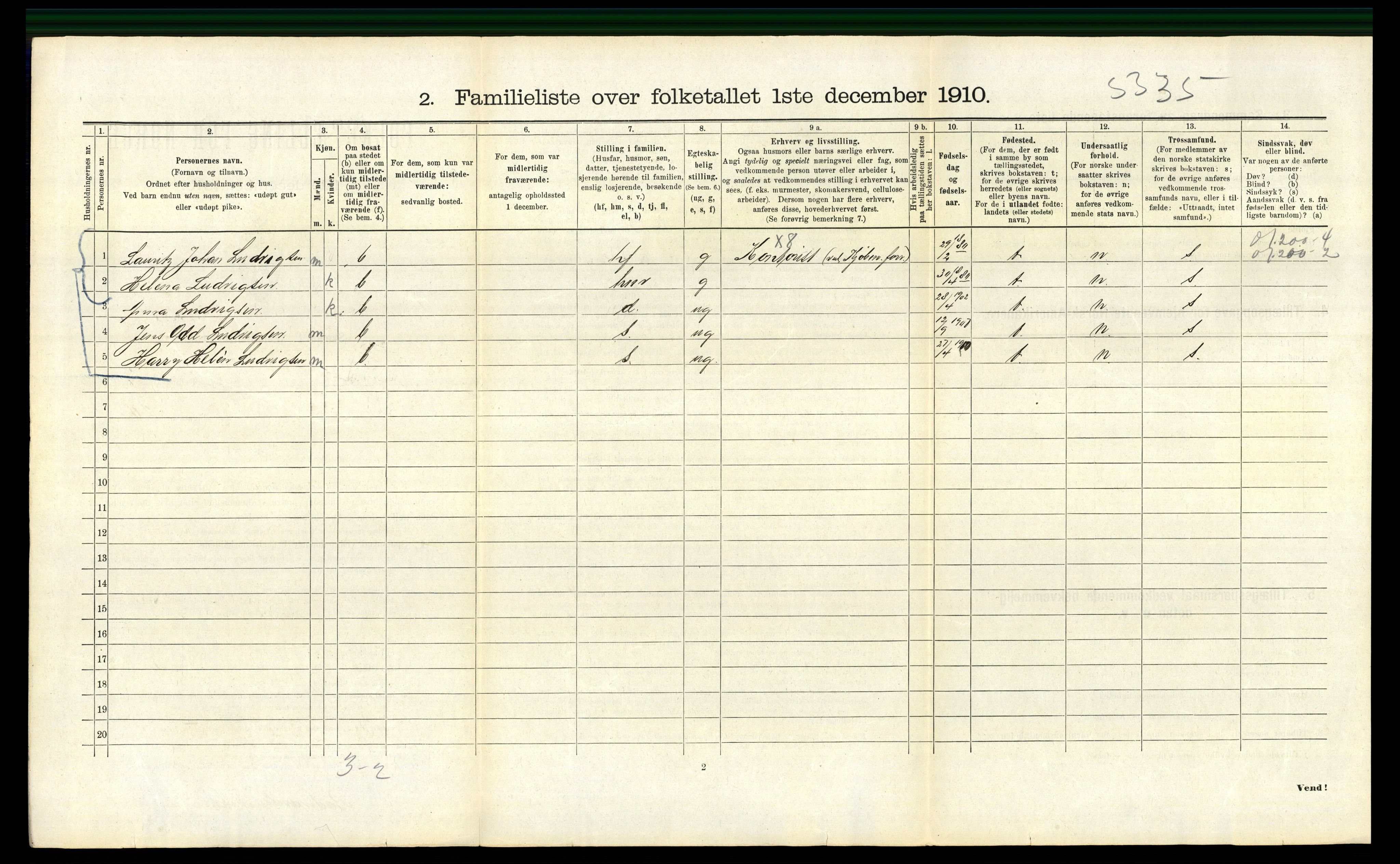 RA, 1910 census for Bergen, 1910, p. 38956