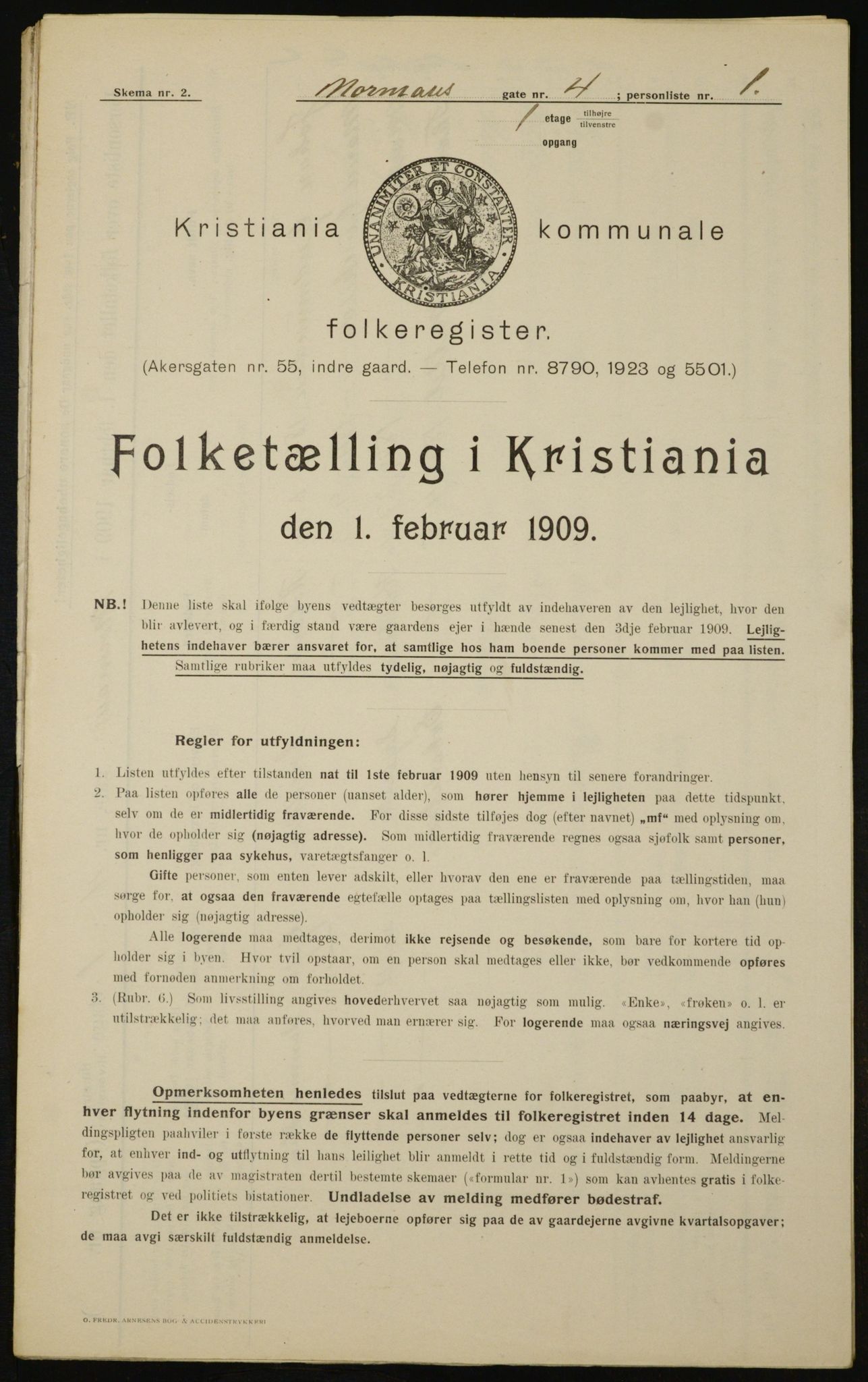 OBA, Municipal Census 1909 for Kristiania, 1909, p. 66171