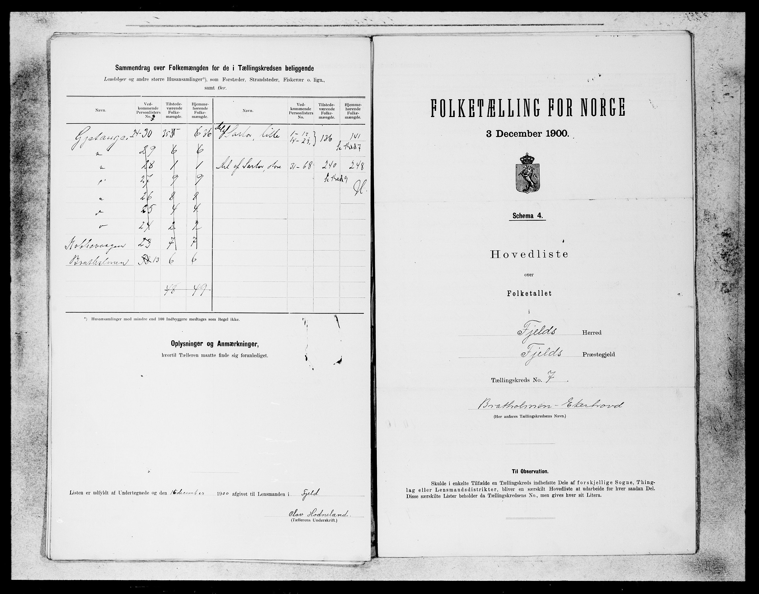 SAB, 1900 census for Fjell, 1900, p. 13