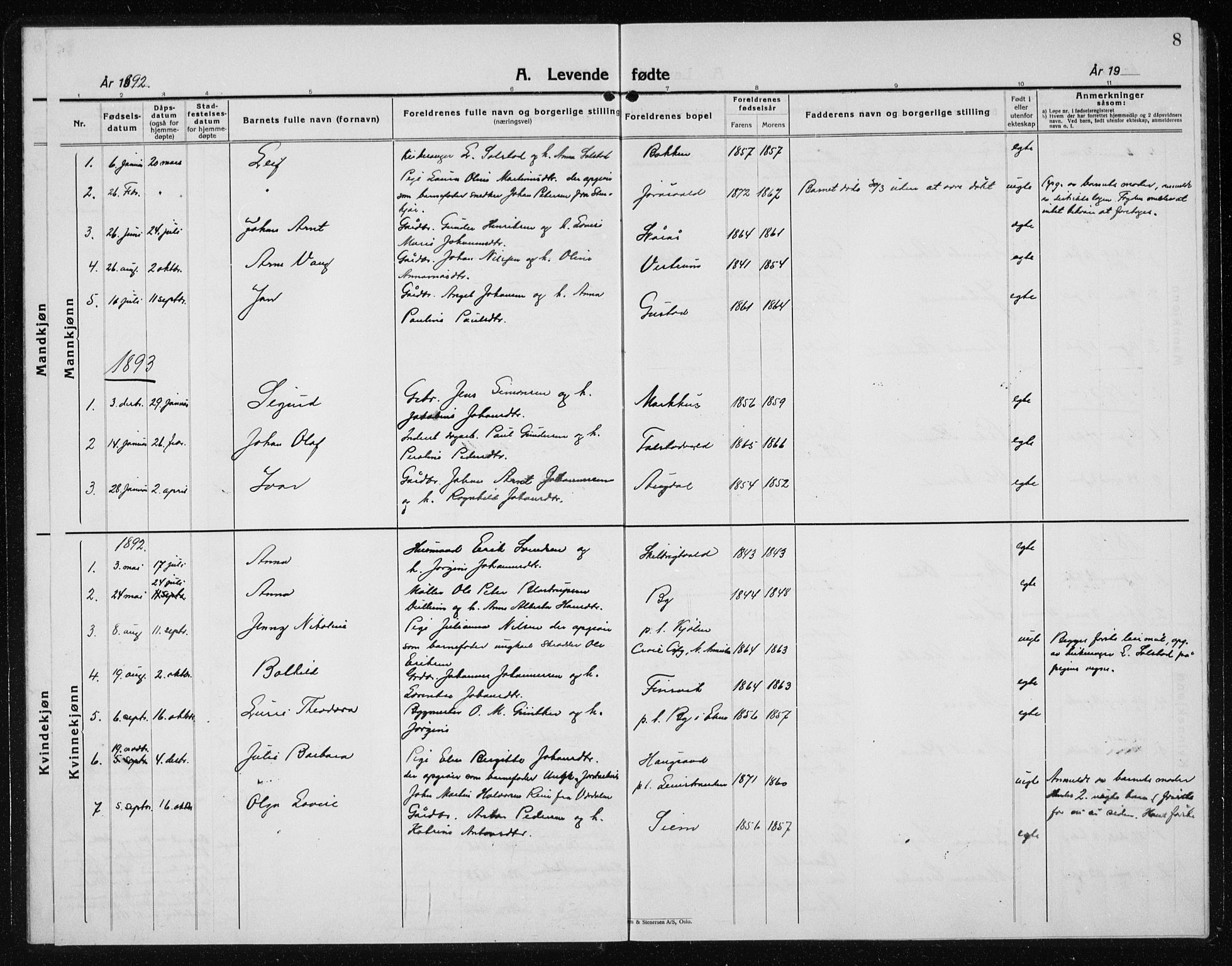 Ministerialprotokoller, klokkerbøker og fødselsregistre - Nord-Trøndelag, AV/SAT-A-1458/719/L0180: Parish register (copy) no. 719C01, 1878-1940, p. 8