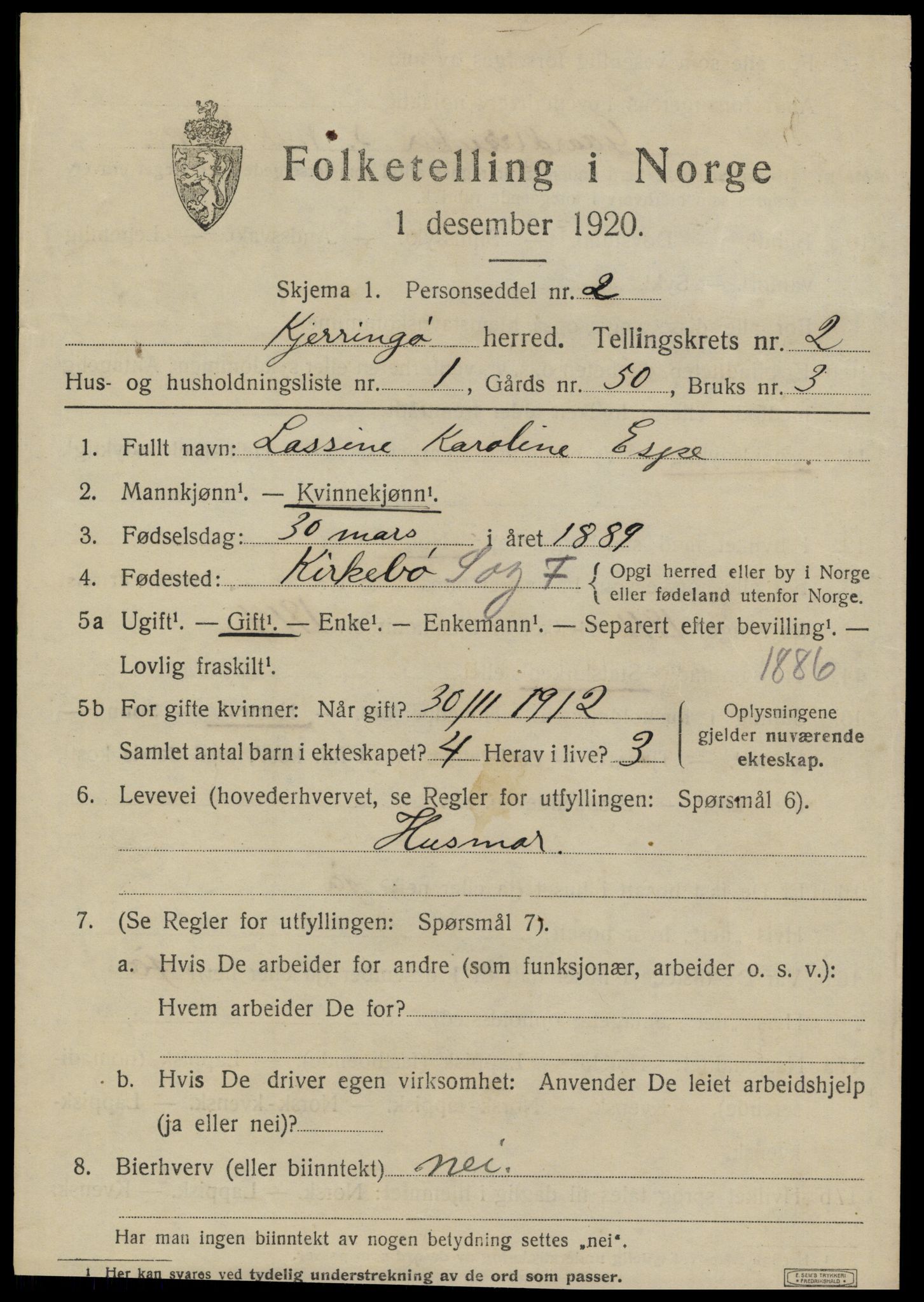 SAT, 1920 census for Kjerringøy, 1920, p. 857